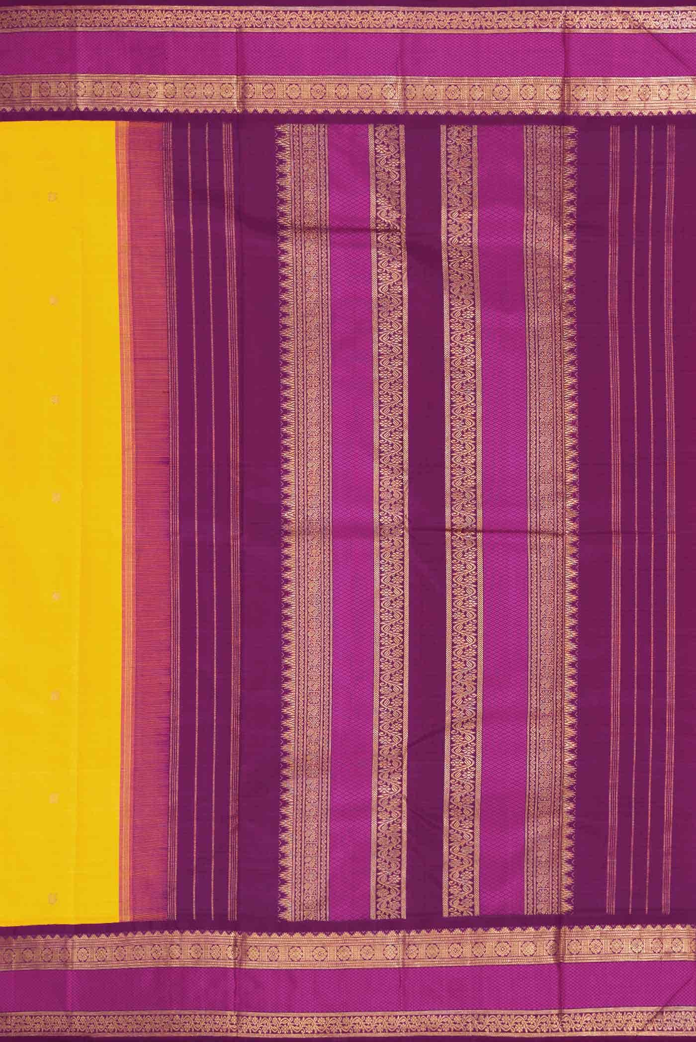 Pure Silk Pure Zari Yellow Kanchipuram Saree
