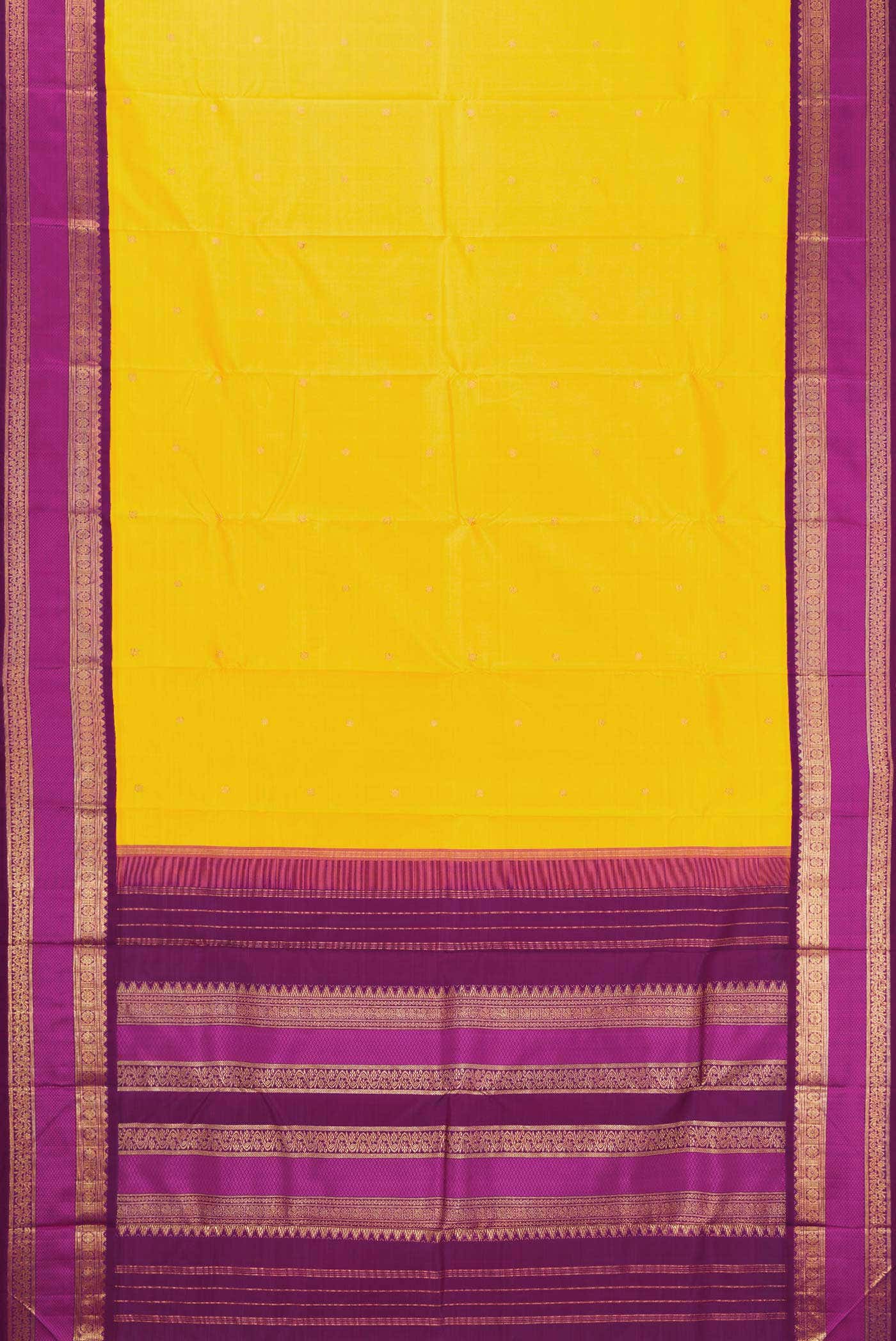 Pure Silk Pure Zari Yellow Kanchipuram Saree