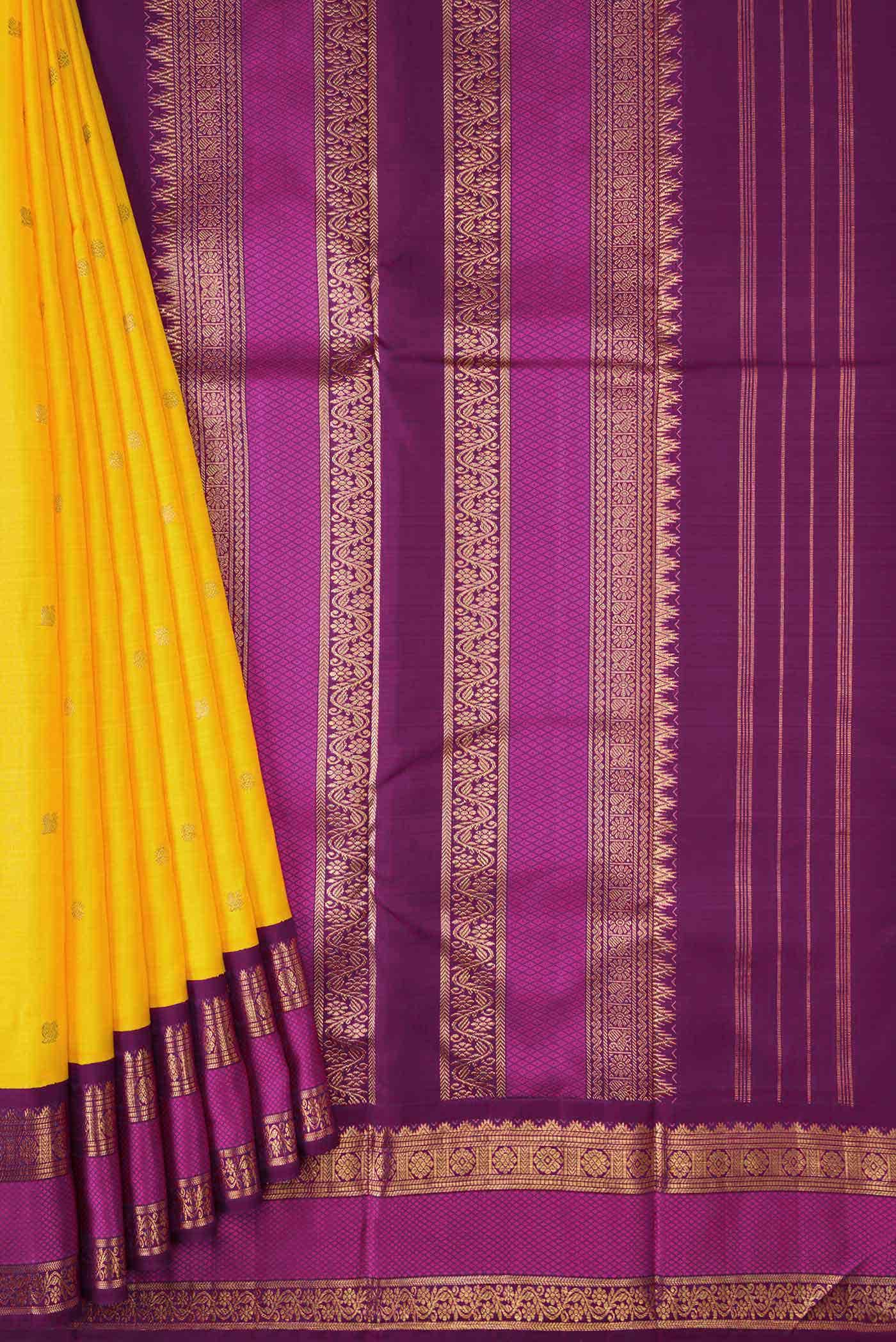 Pure Silk Pure Zari Yellow Kanchipuram Saree
