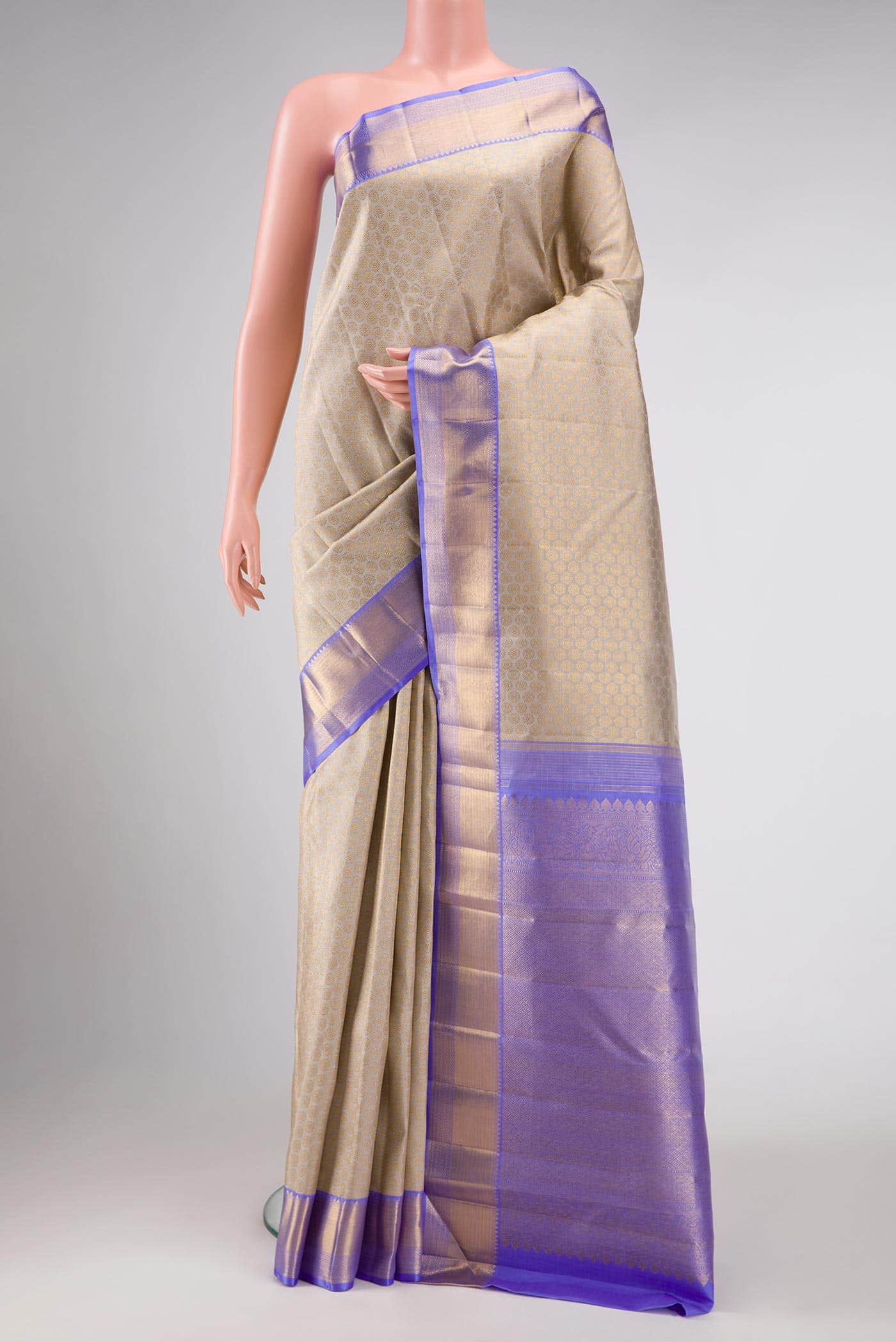 Beige Kanchipuram Silk Saree