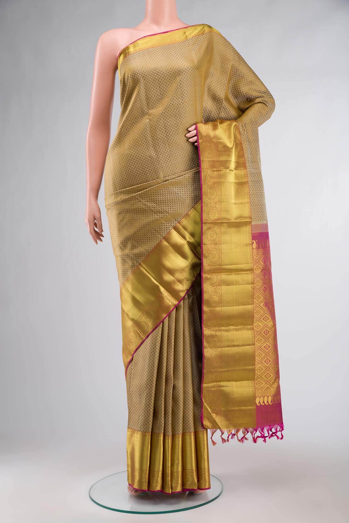 Beige Kanchipuram Silk Saree