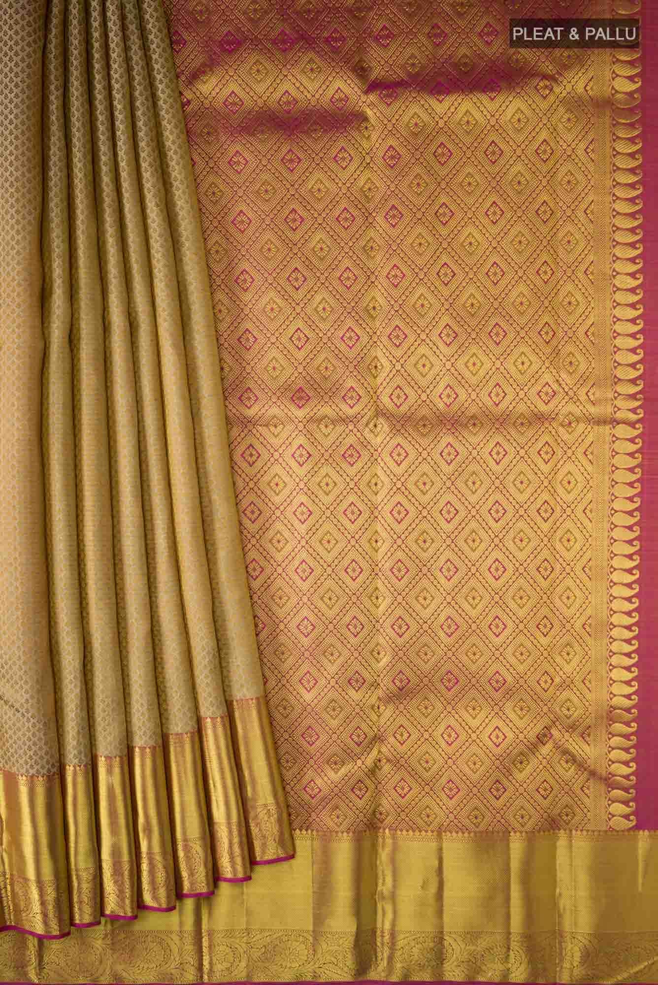 Beige Kanchipuram Silk Saree