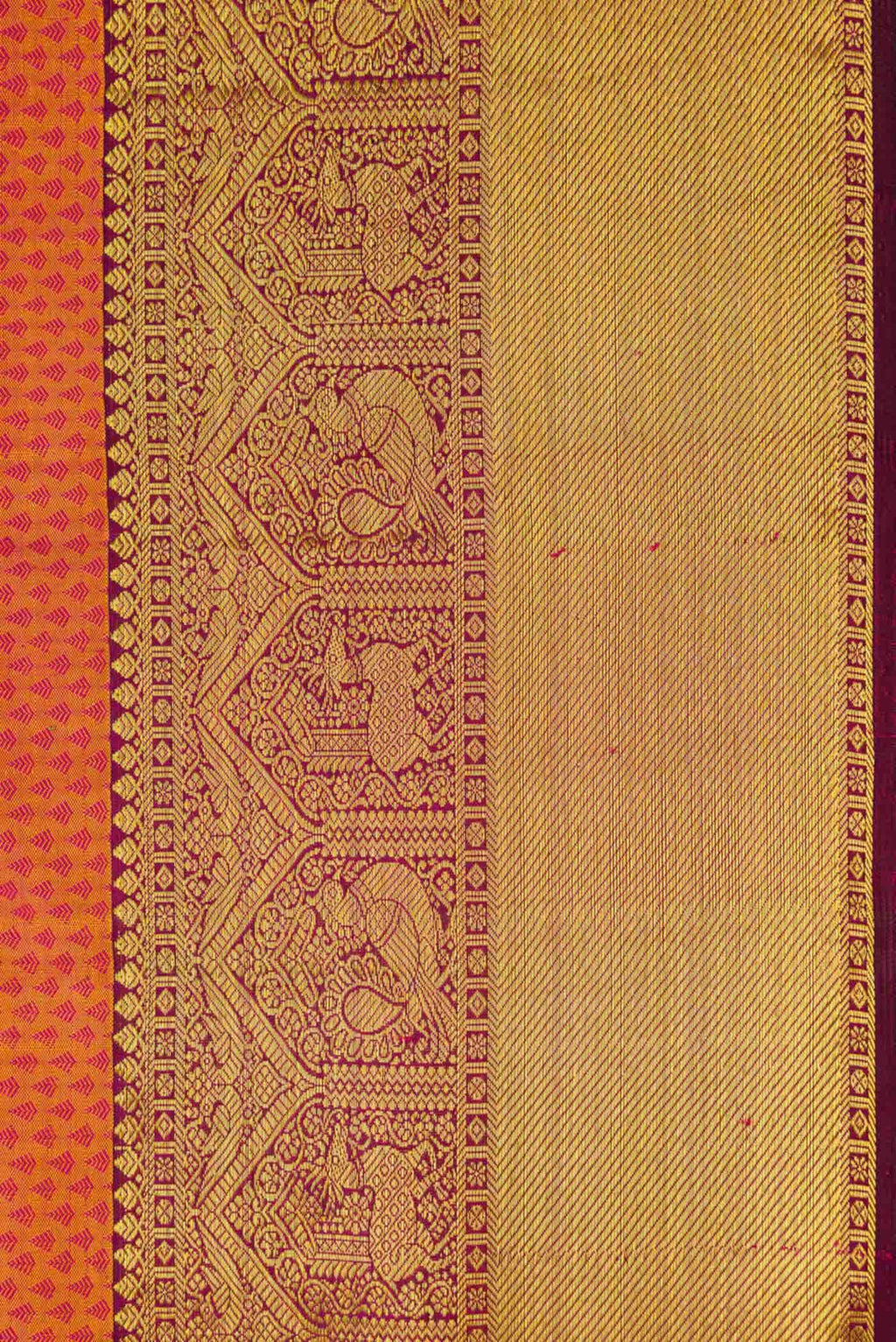 Golden Peach Dual Tone Kanchipuram Silk Saree