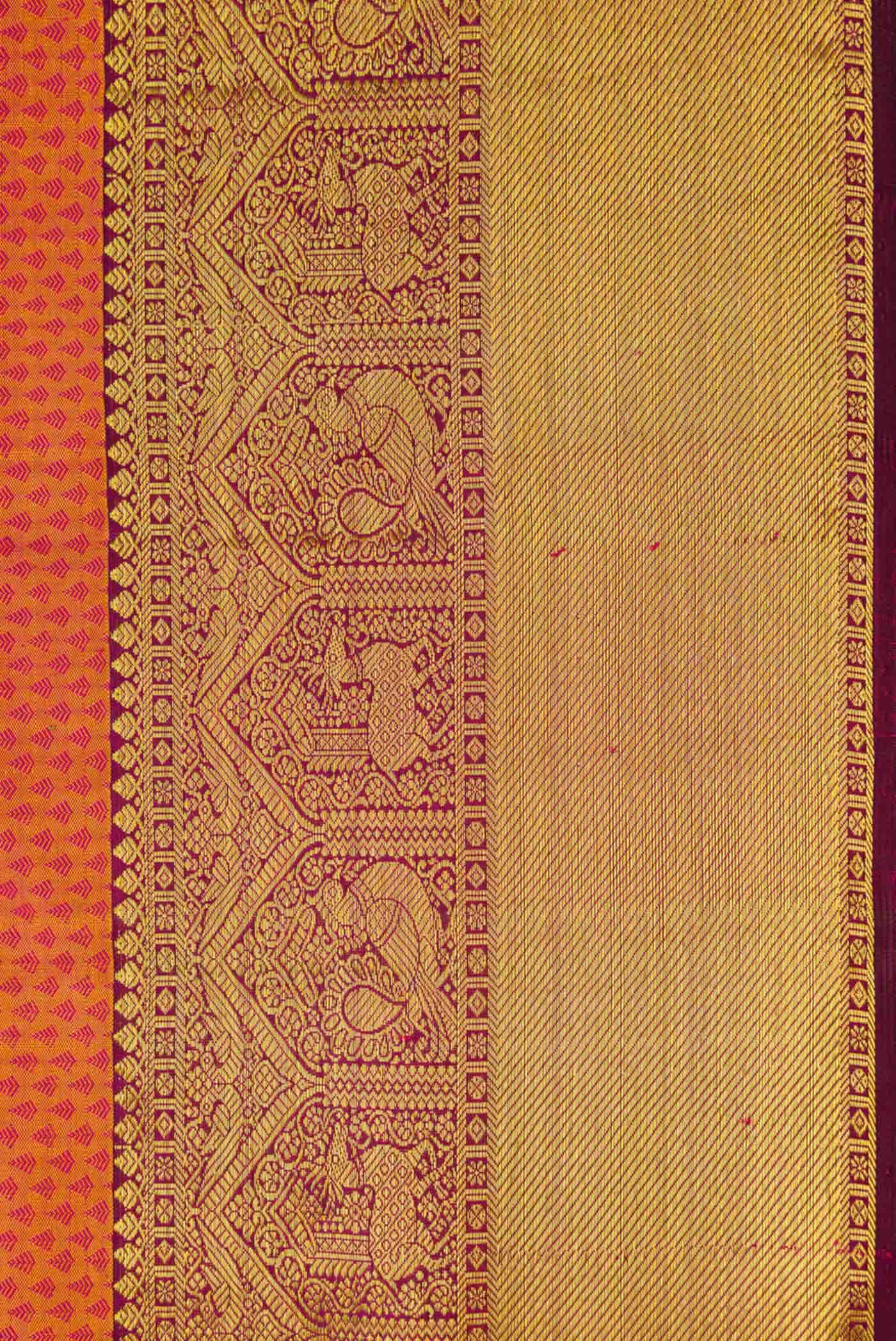 Golden Peach Dual Tone Kanchipuram Silk Saree