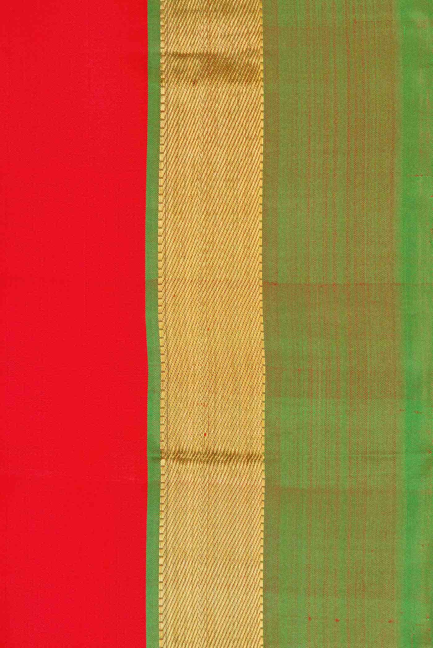 Pure Silk Pure Zari Orange Dual Tone Kanchipuram Saree