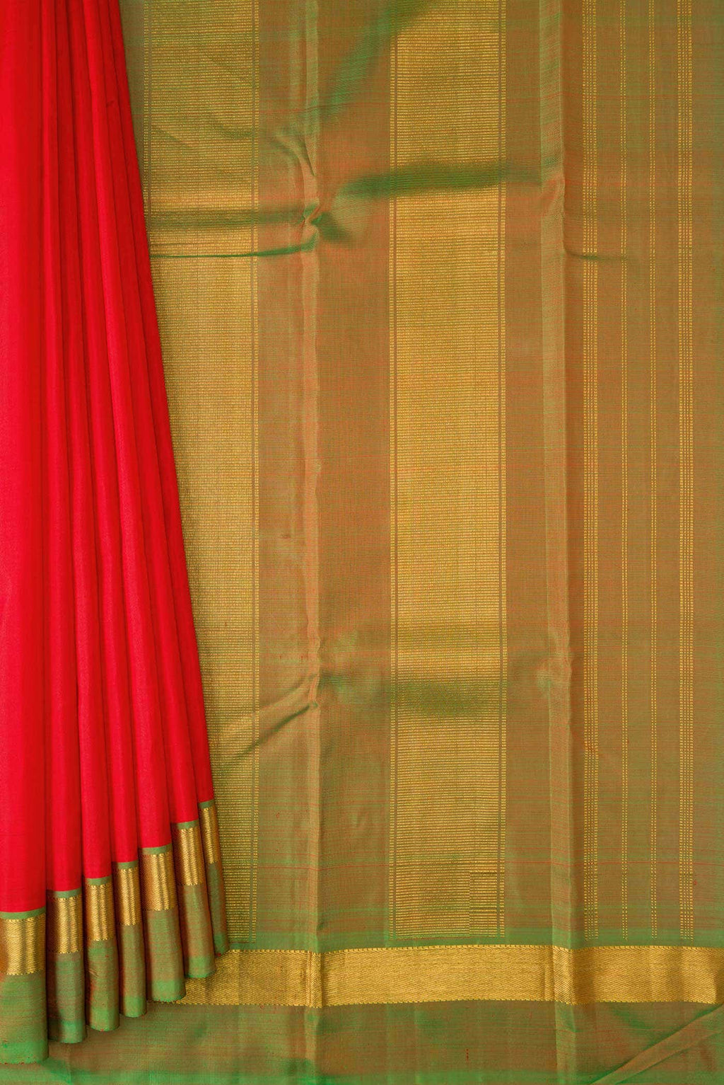 Pure Silk Pure Zari Orange Dual Tone Kanchipuram Saree
