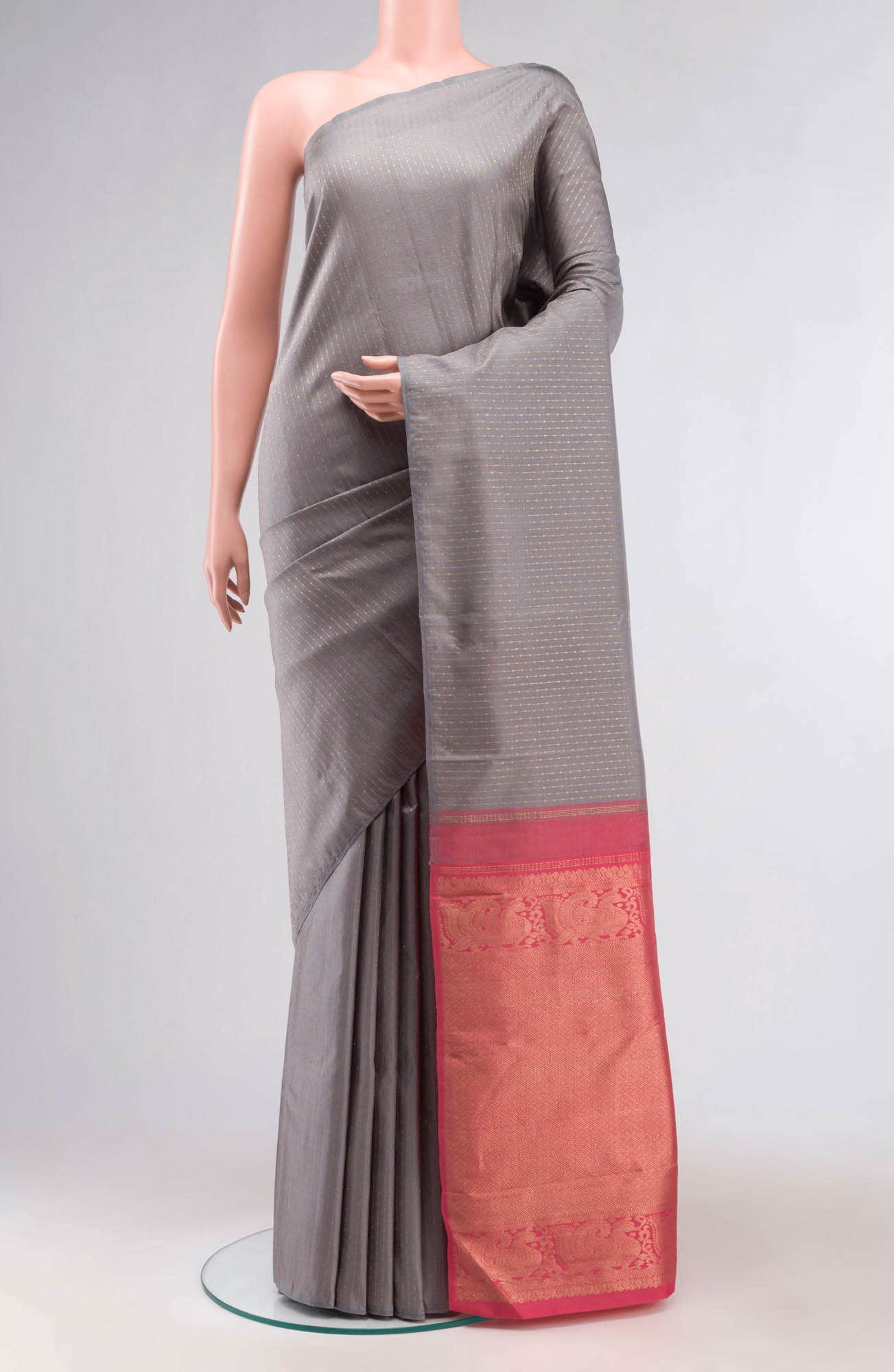 Grey Kanchipuram Silk Saree