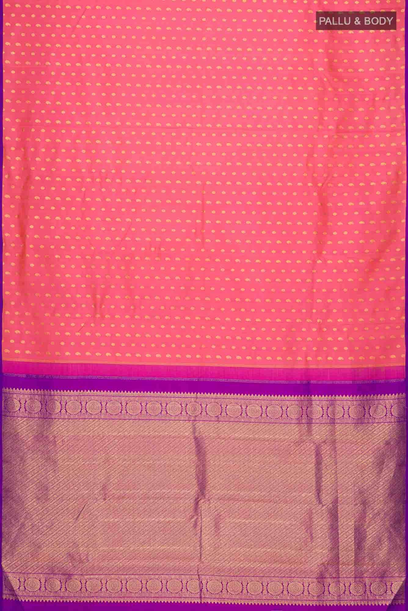 Pink with Orange Dual Tone Kanchipuram Silk Saree