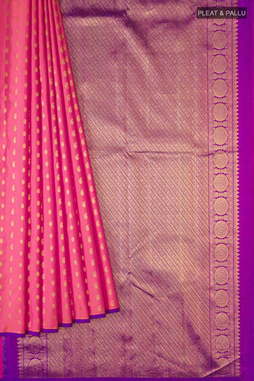 Pink with Orange Dual Tone Kanchipuram Silk Saree