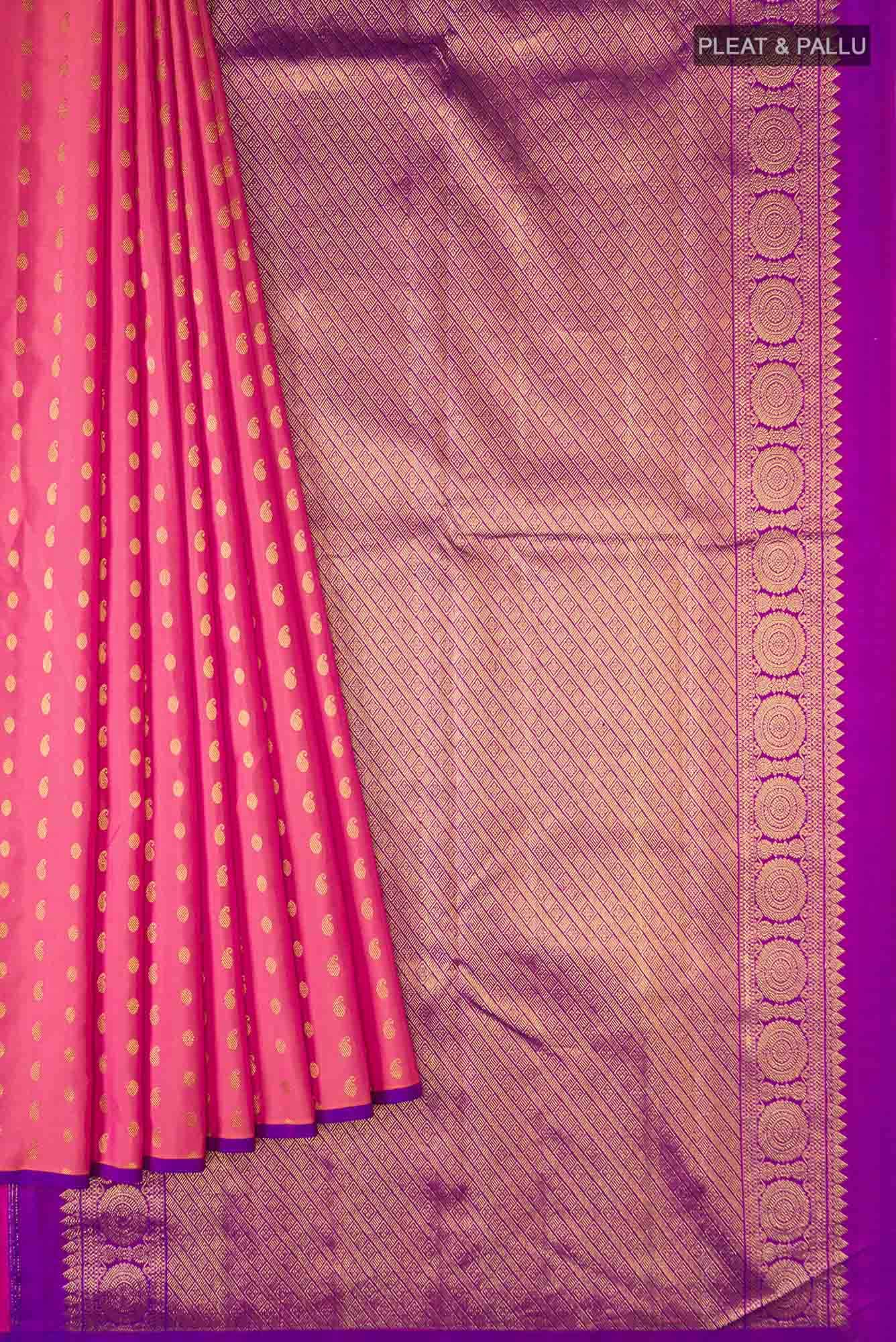 Pink with Orange Dual Tone Kanchipuram Silk Saree