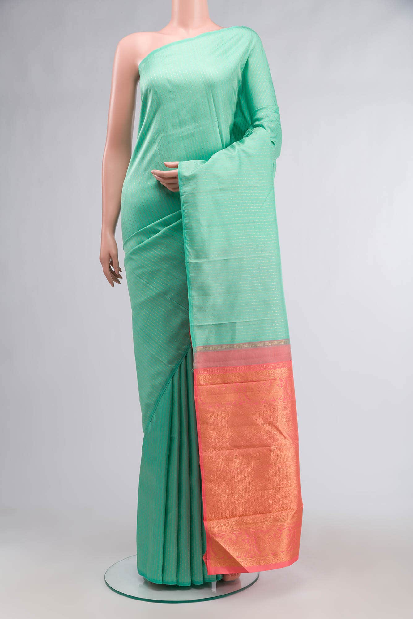 Sea Green Kanchipuram Silk Saree