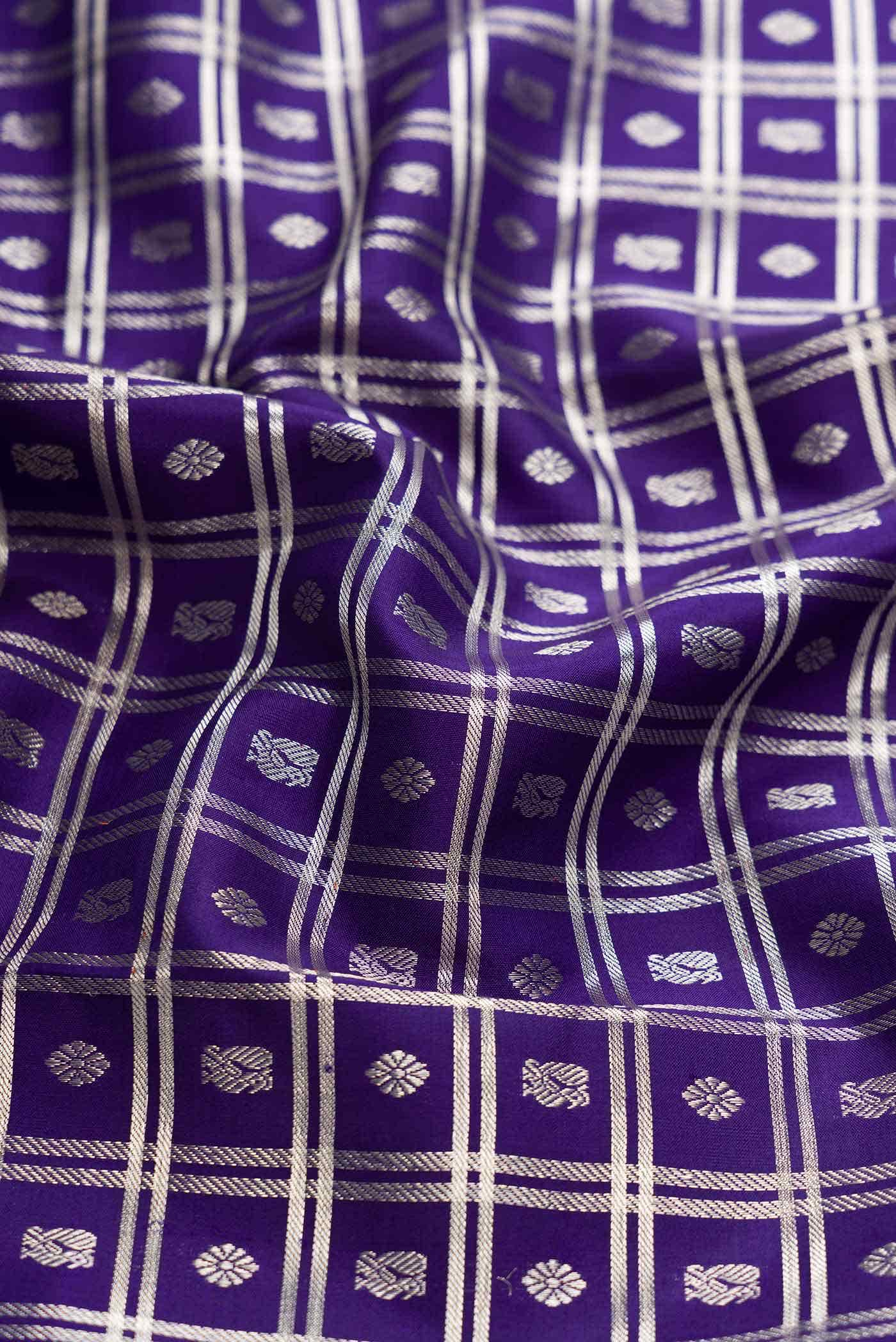 Pure Silk Pure Zari Navy Blue Dual Tone Kanchipuram Saree