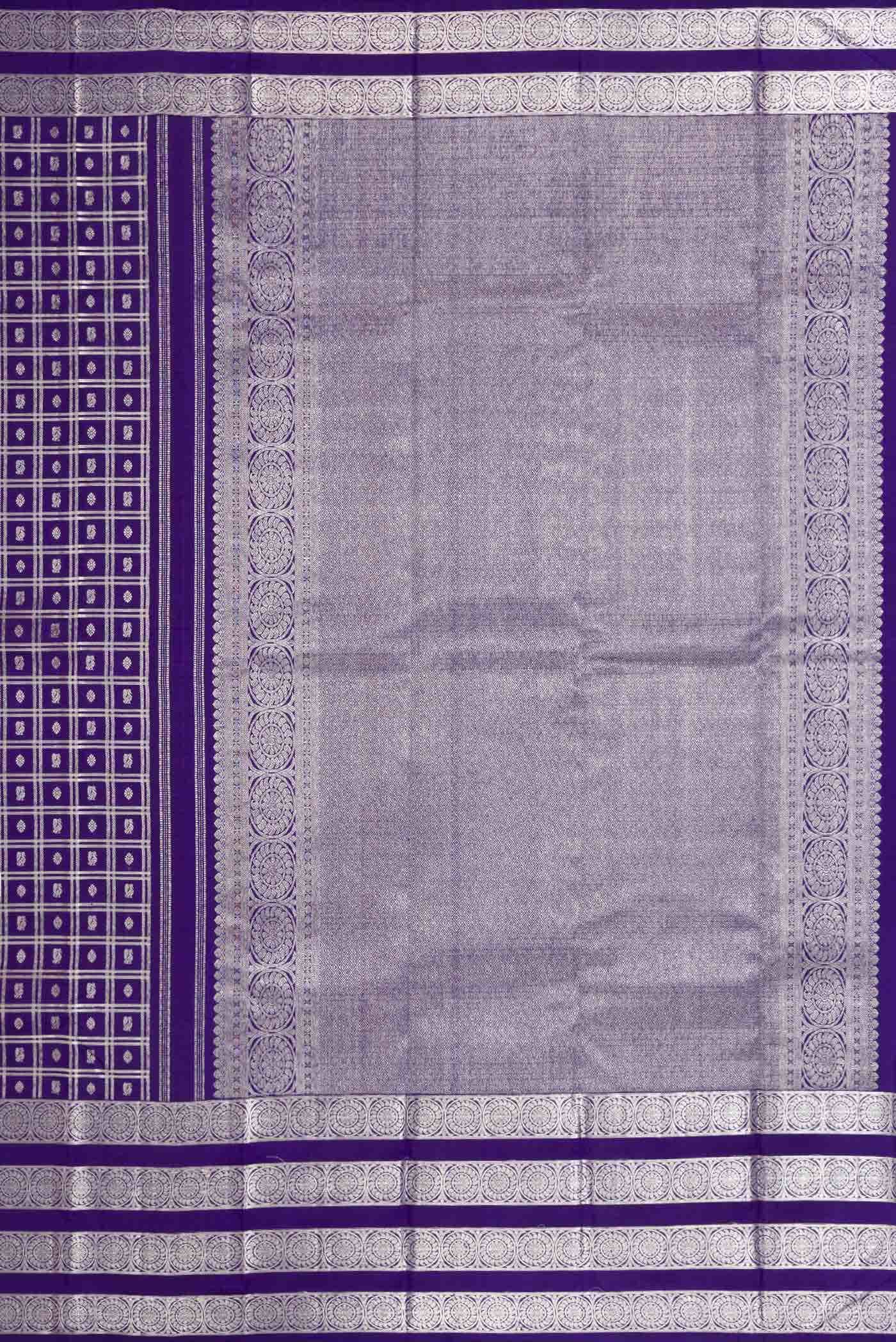 Pure Silk Pure Zari Navy Blue Dual Tone Kanchipuram Saree