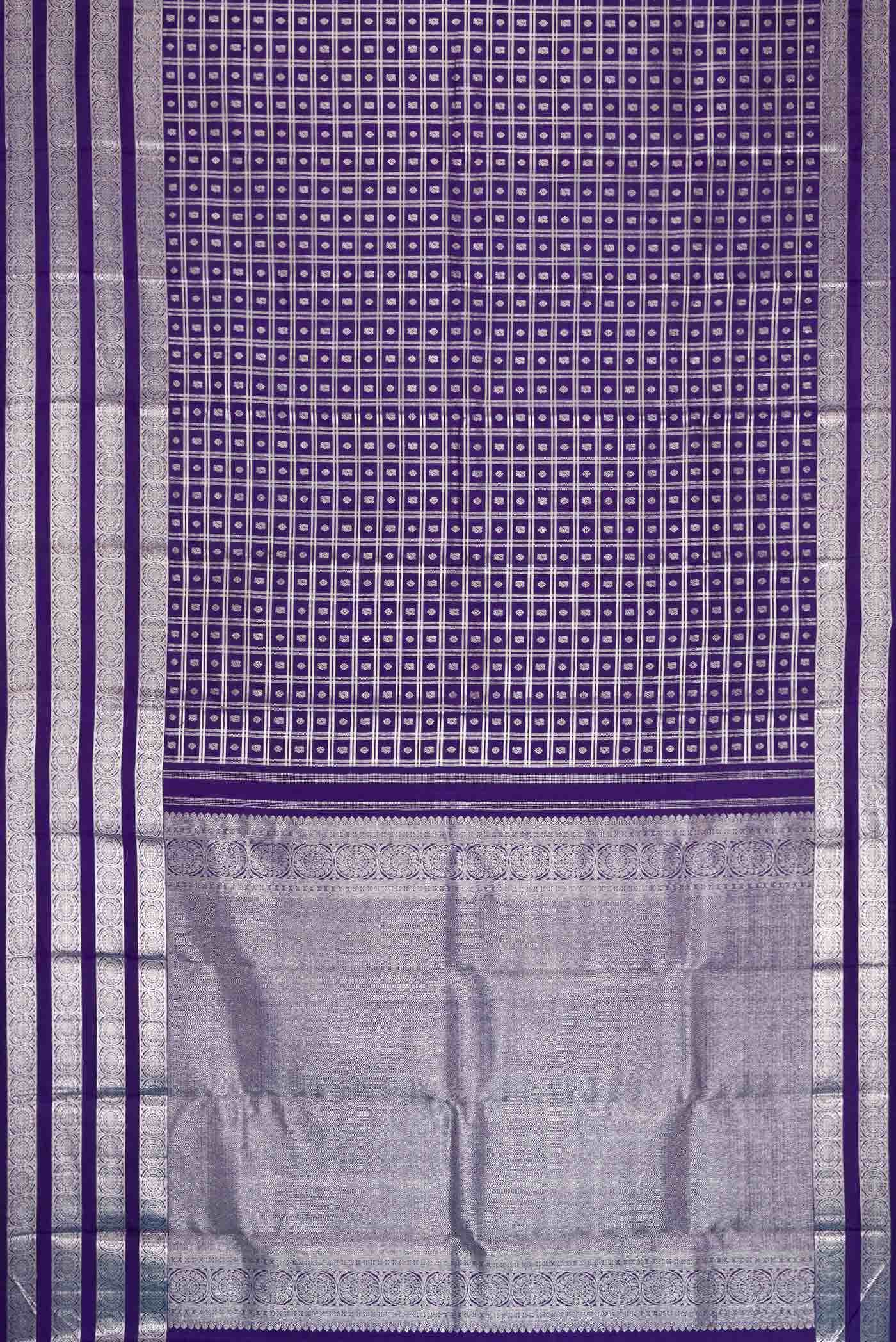 Pure Silk Pure Zari Navy Blue Dual Tone Kanchipuram Saree