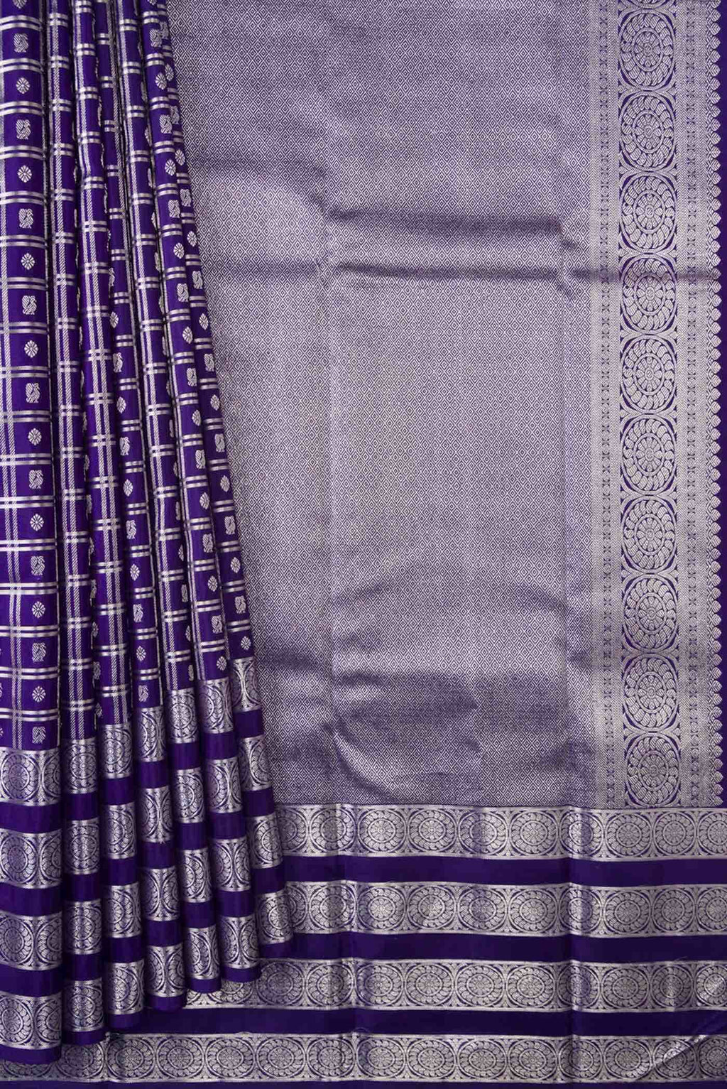 Pure Silk Pure Zari Navy Blue Dual Tone Kanchipuram Saree