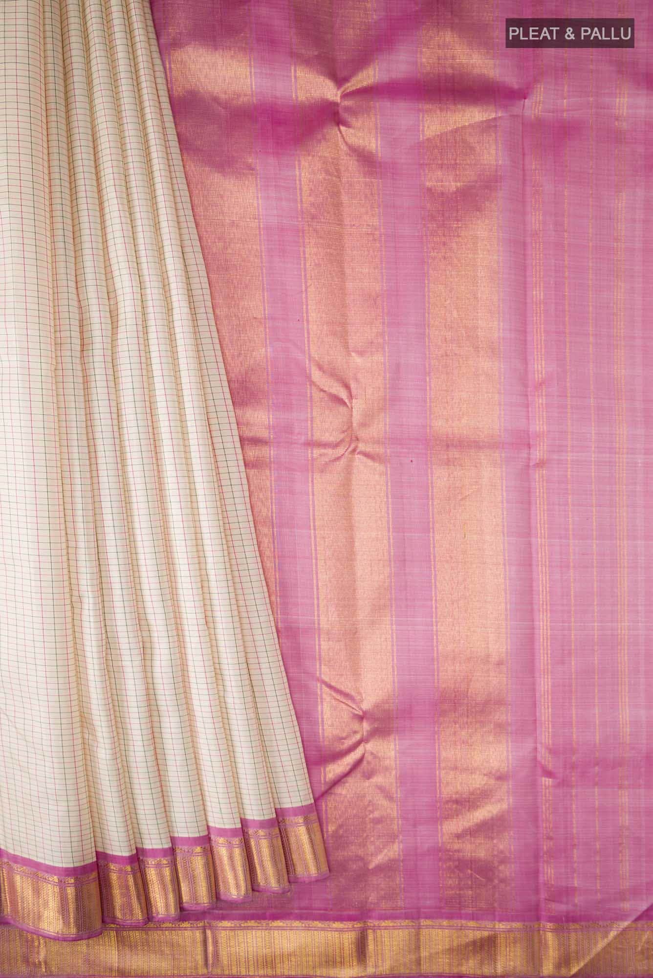 Cream Kanchipuram Silk Saree