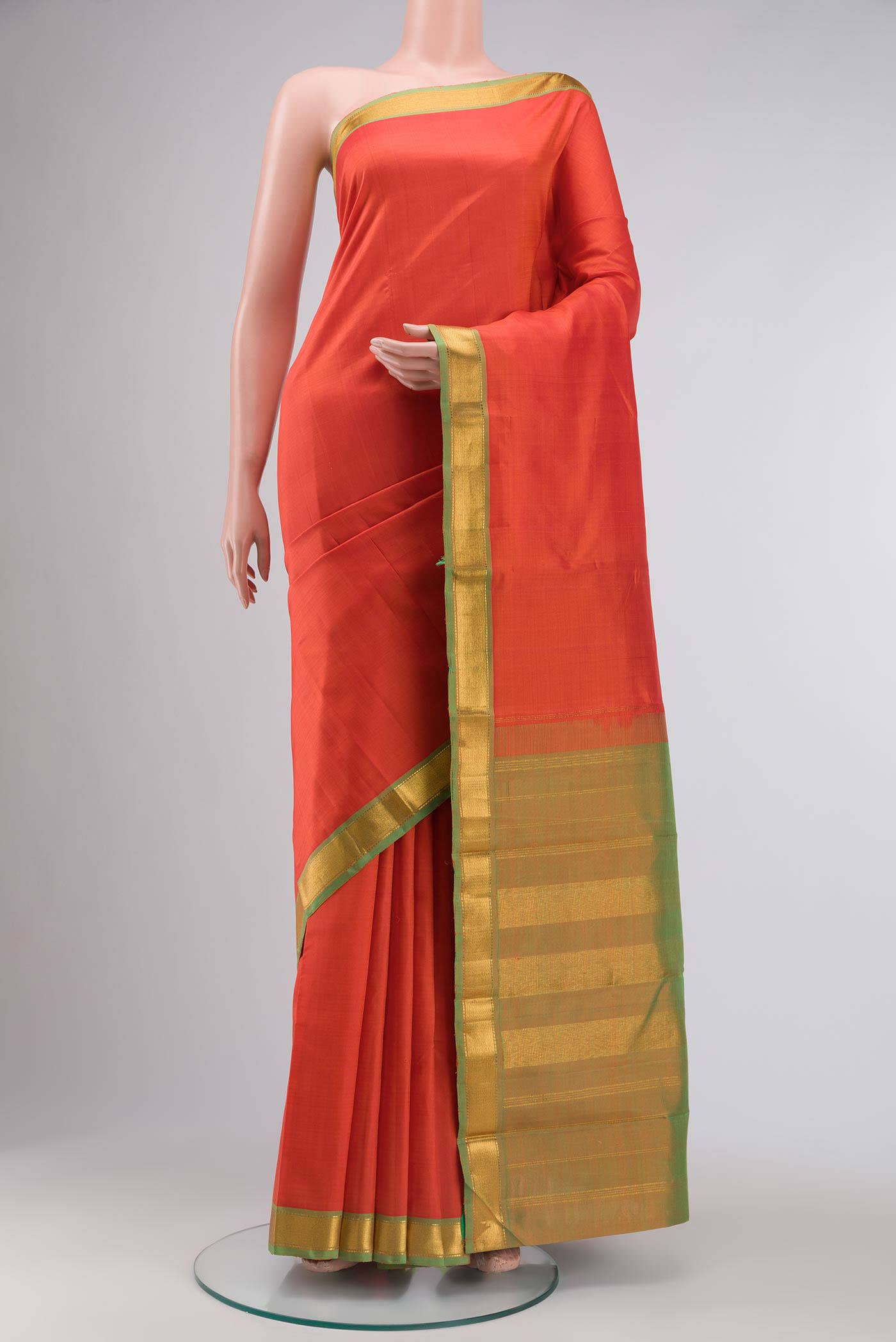 Orange Kanchipuram Silk Saree