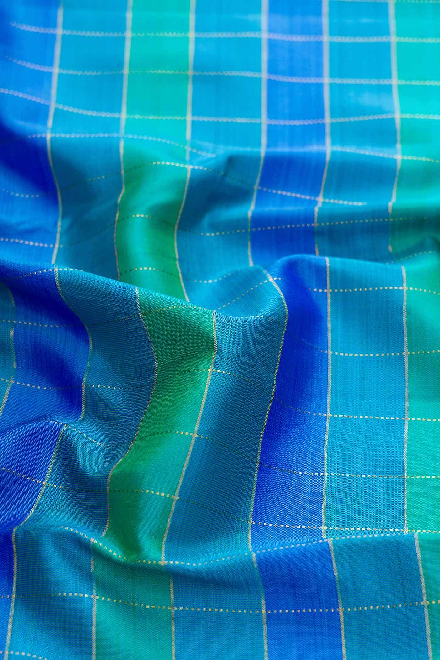 Green and Blue Dual Tone Kanchipuram Silk Saree