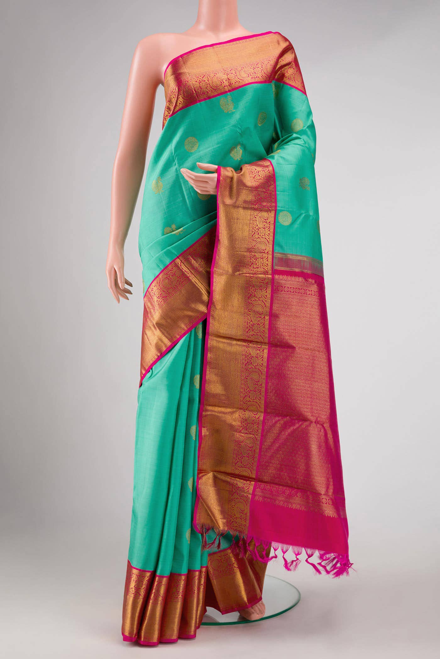Sea Green Kanchipuram Silk Saree