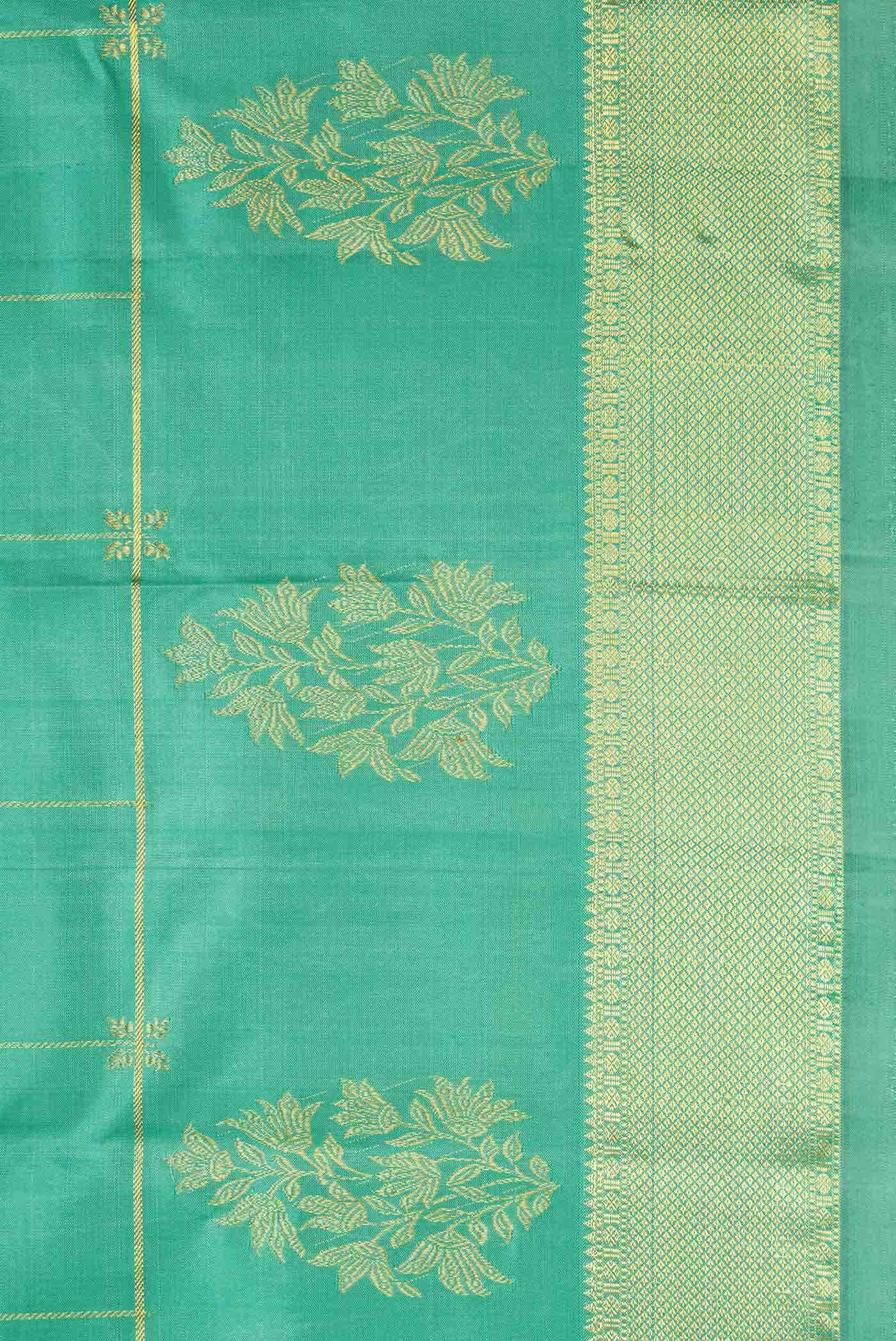 Pure Silk Pure Zari Sea Green Kanchipuram Saree