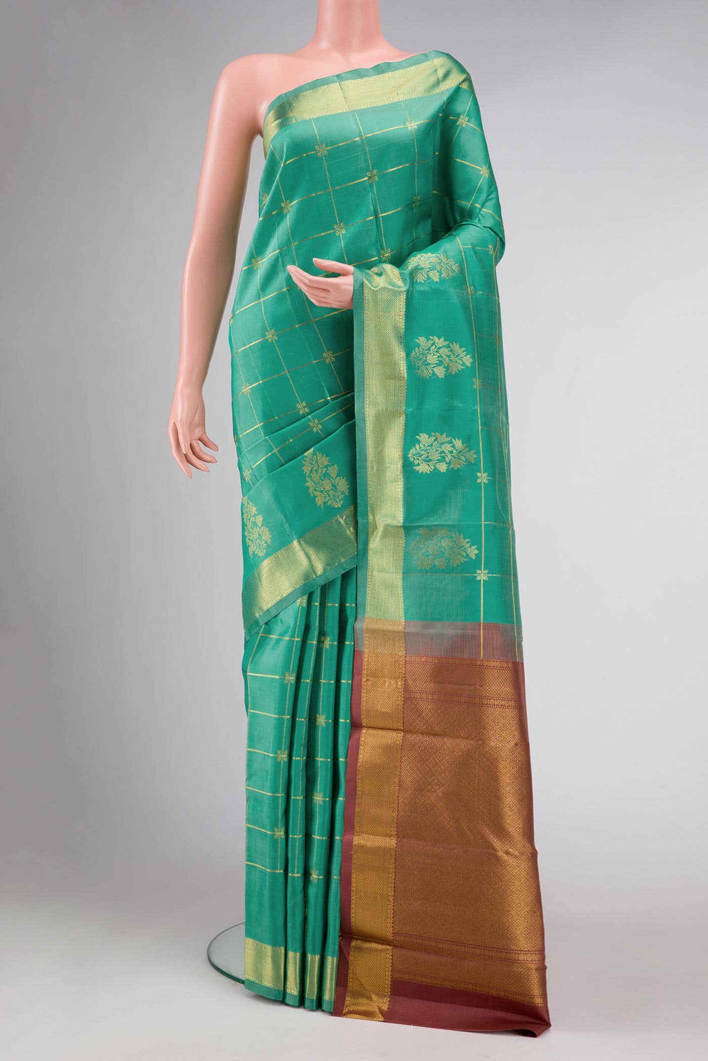 Pure Silk Pure Zari Sea Green Kanchipuram Saree