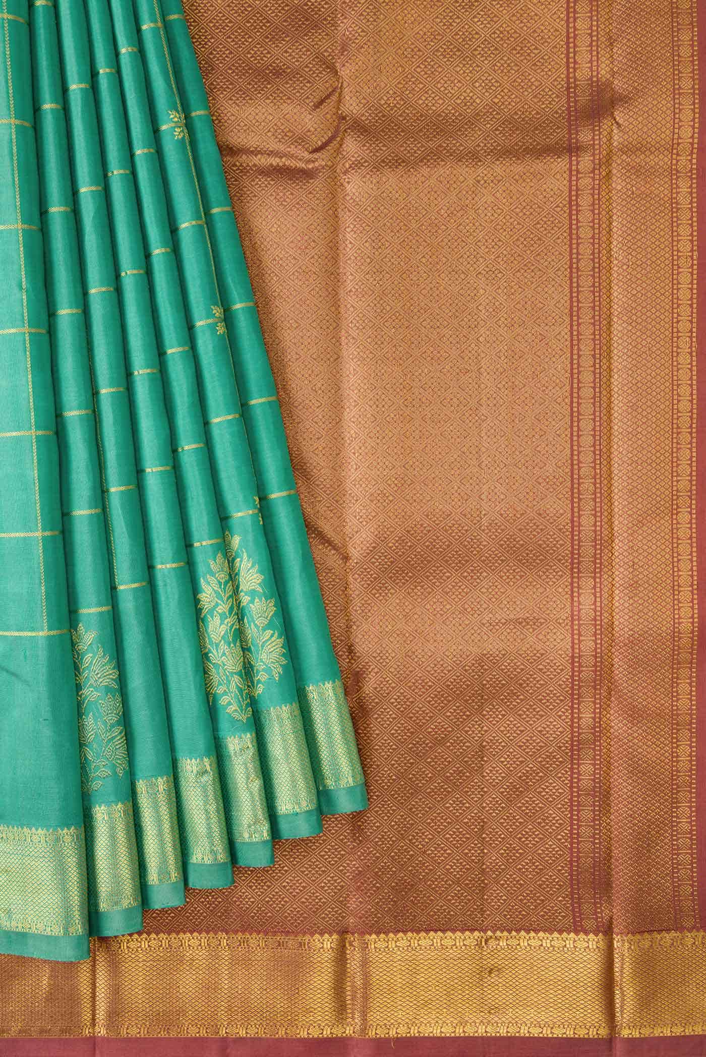 Pure Silk Pure Zari Sea Green Kanchipuram Saree