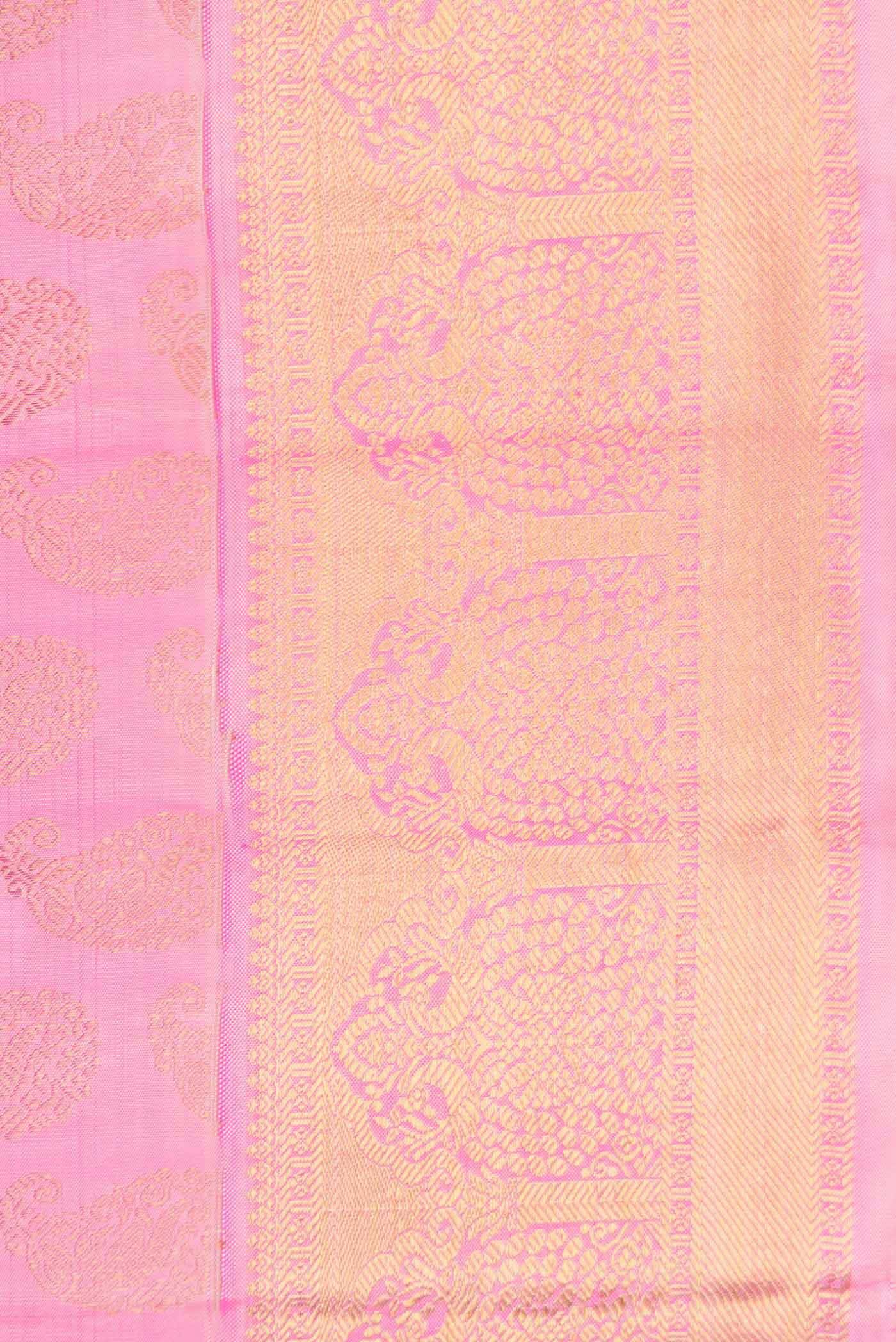 Pure Silk Pure Zari Rose pink Kanjivaram Saree