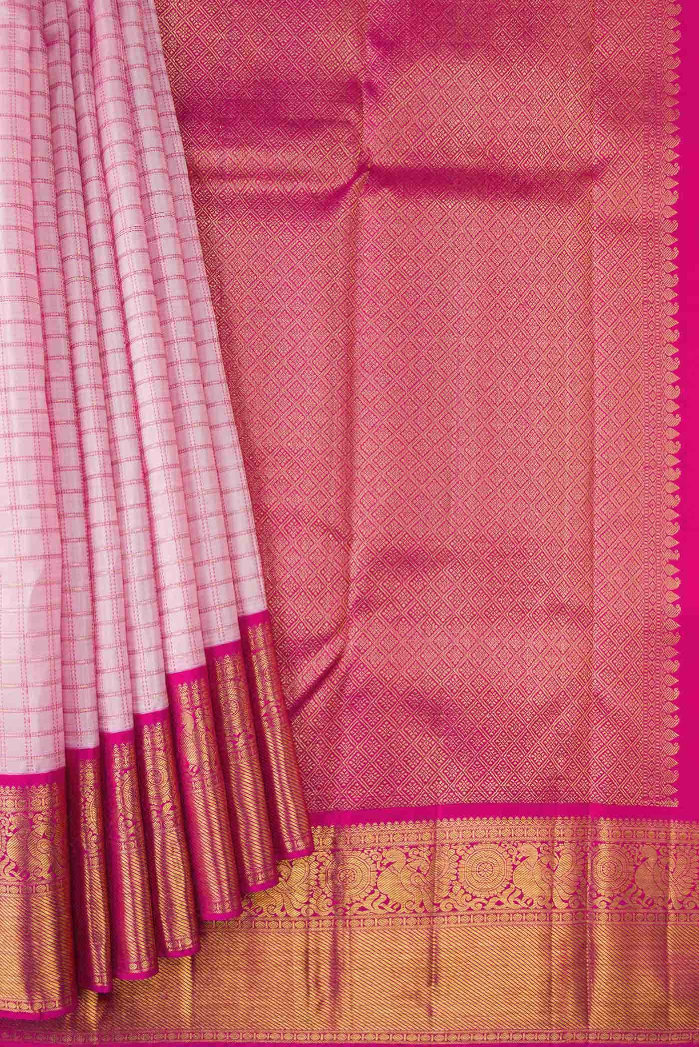 Pure Silk Pure Zari Pink Kanchipuram Saree