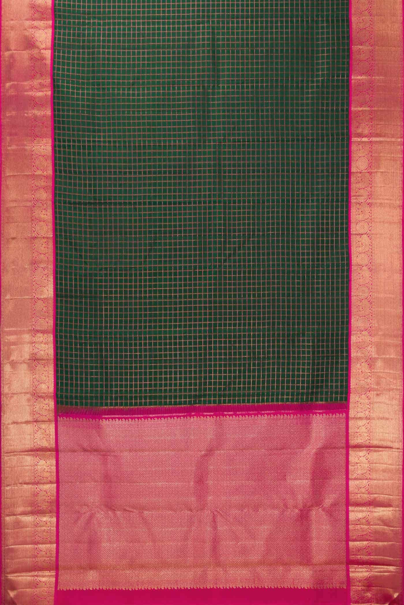 Pure Silk Pure Zari Bottle Green Kanchipuram Saree