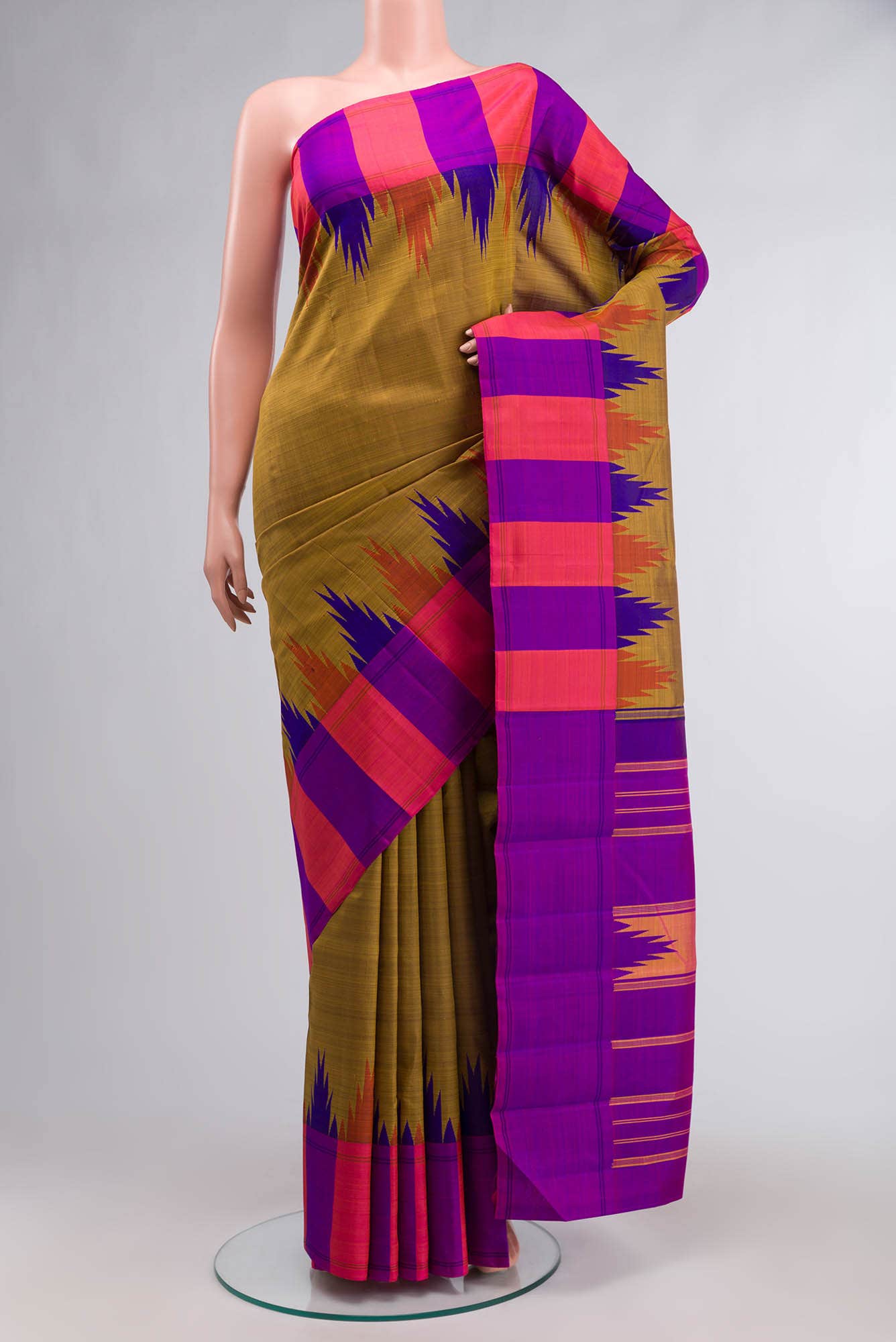 Mustard Kanchipuram Silk Saree
