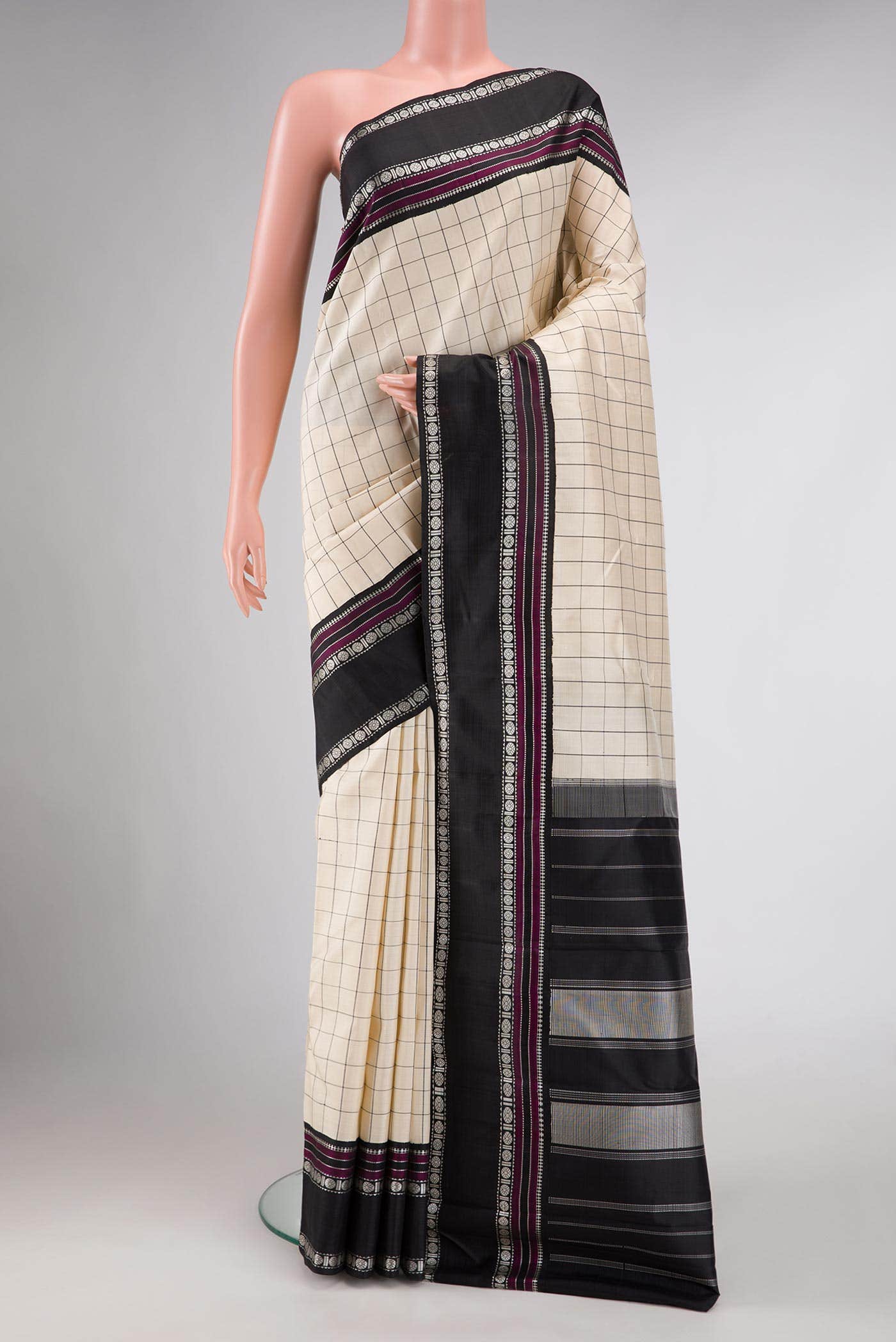 Cream Kanchipuram Silk Saree
