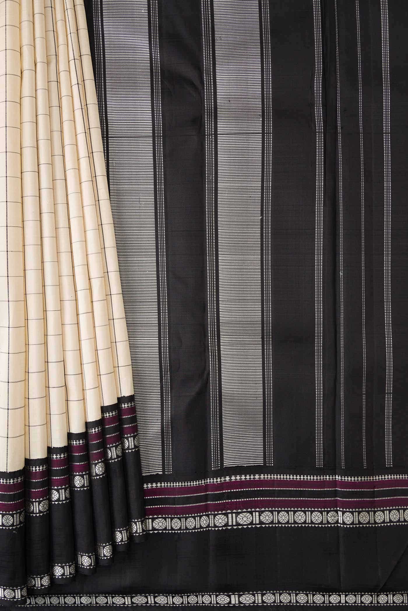 Cream Kanchipuram Silk Saree