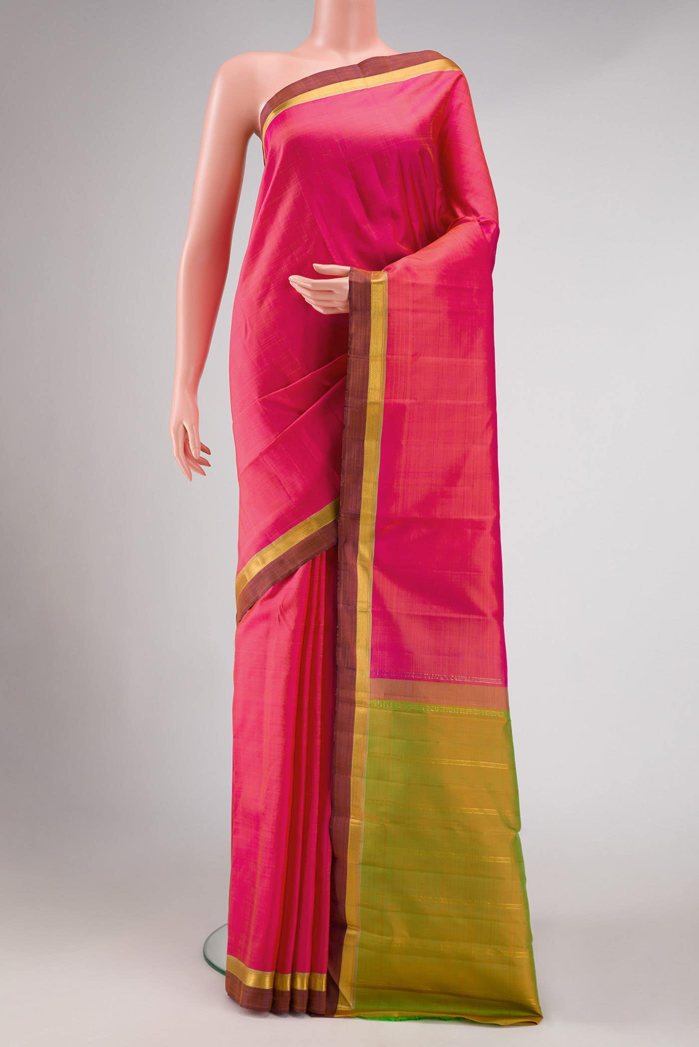 Pink Dual Tone Soft Silk Saree