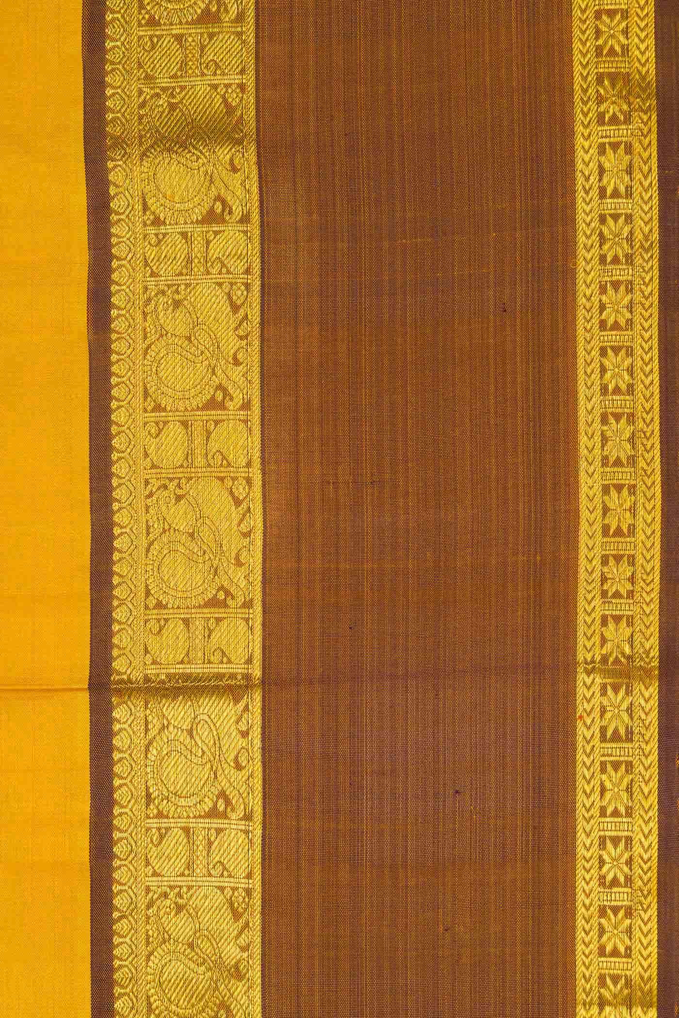 Pure Silk Pure Zari Mustard Kanchipuram Saree