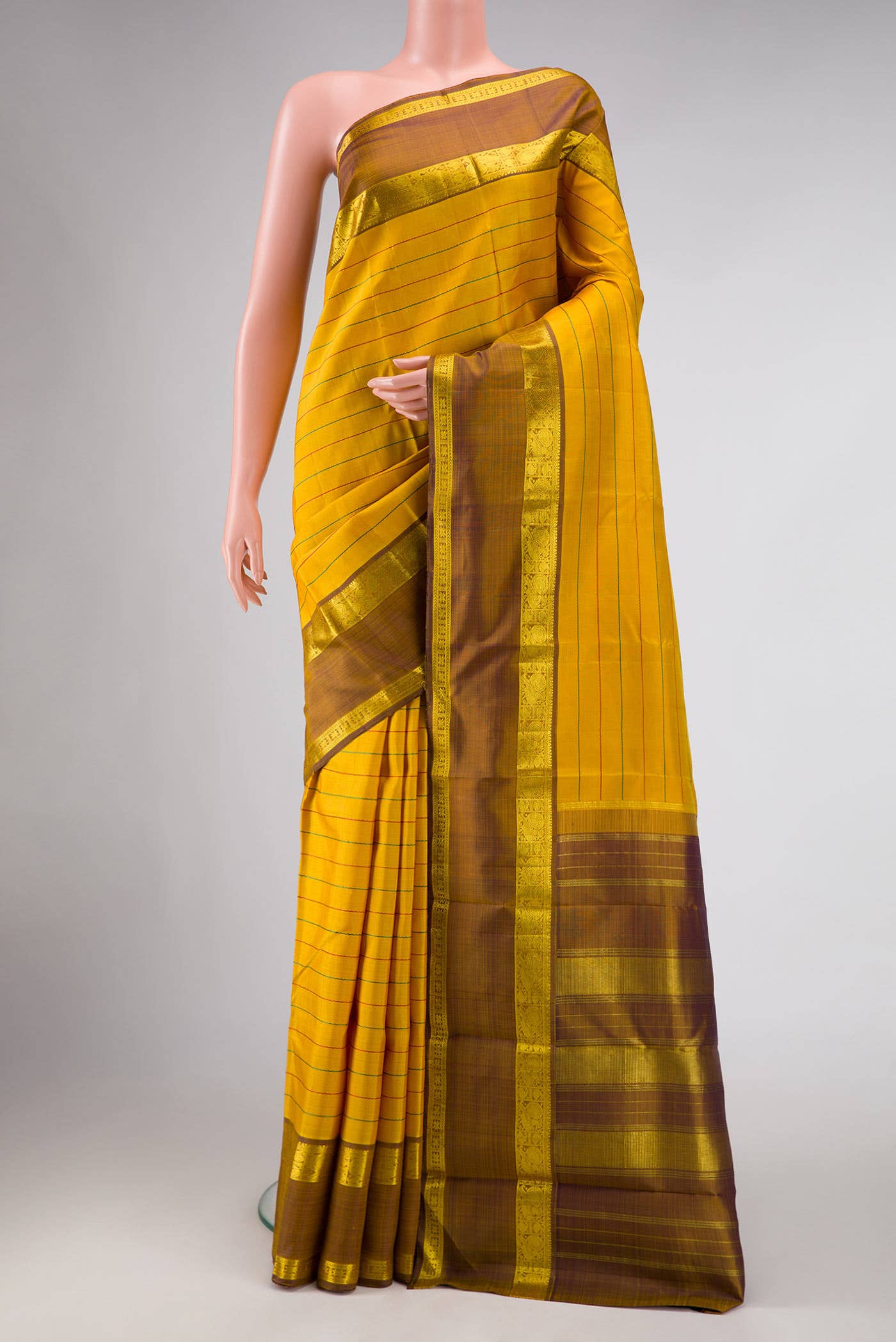 Pure Silk Pure Zari Mustard Kanchipuram Saree