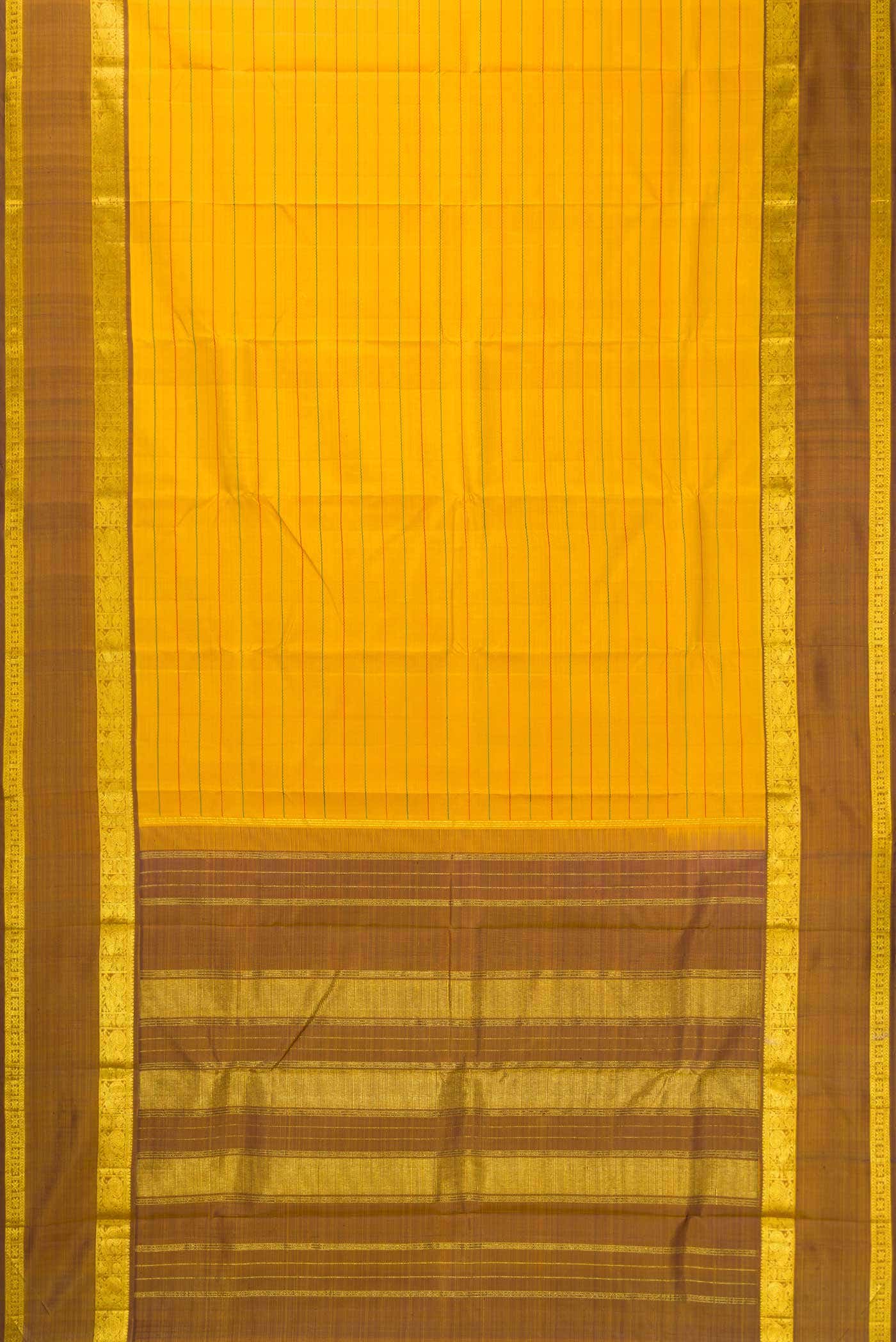 Pure Silk Pure Zari Mustard Kanchipuram Saree