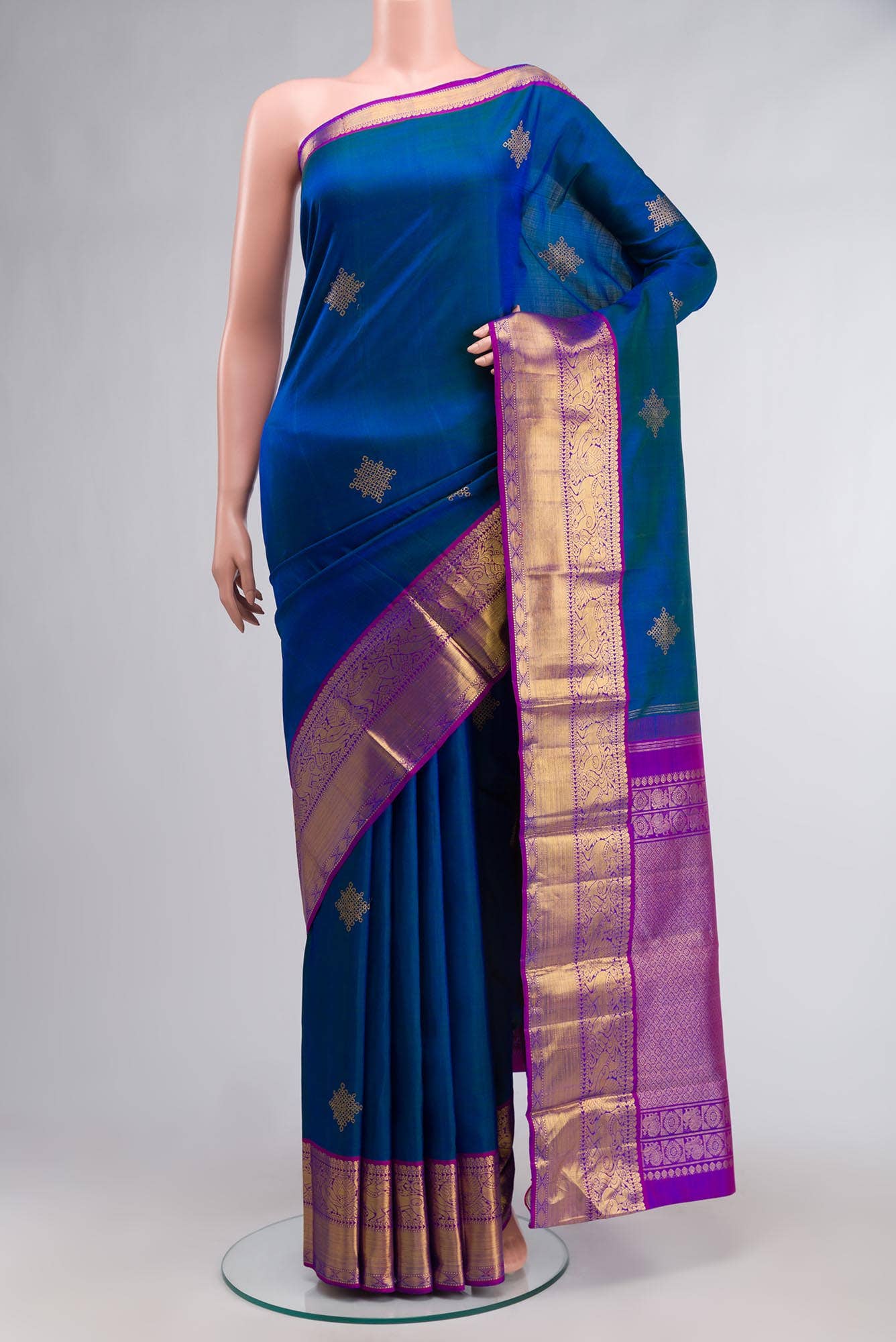 Blue Kanchipuram Silk Saree