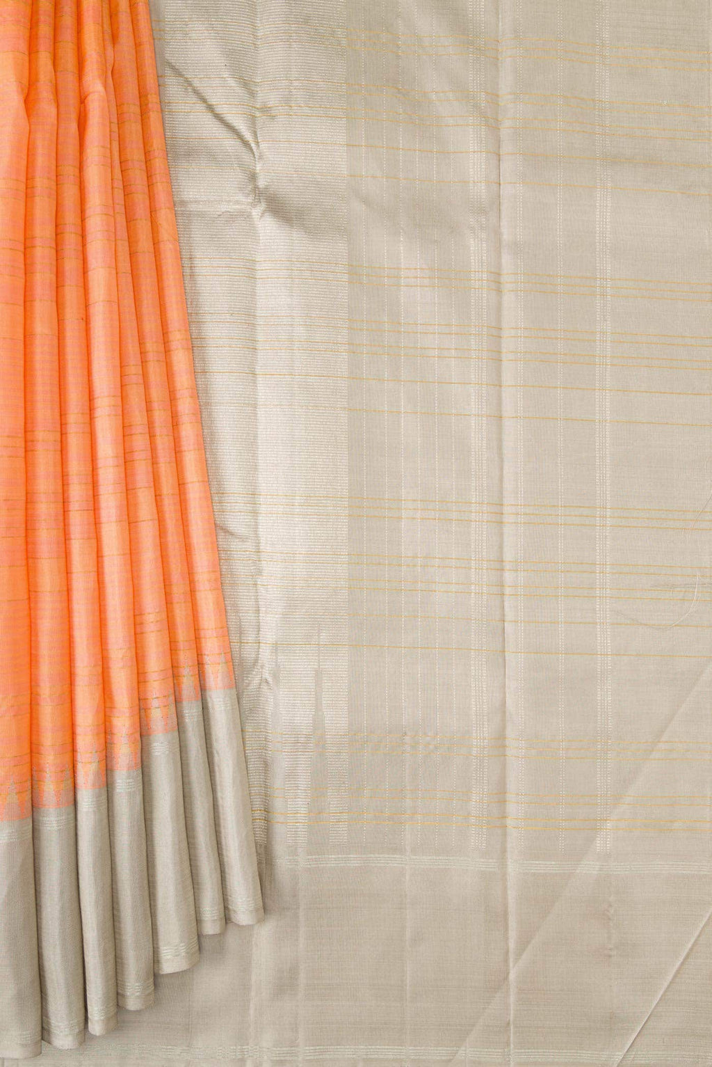 Pure Silk Pure Zari Peach Kanchipuram Saree