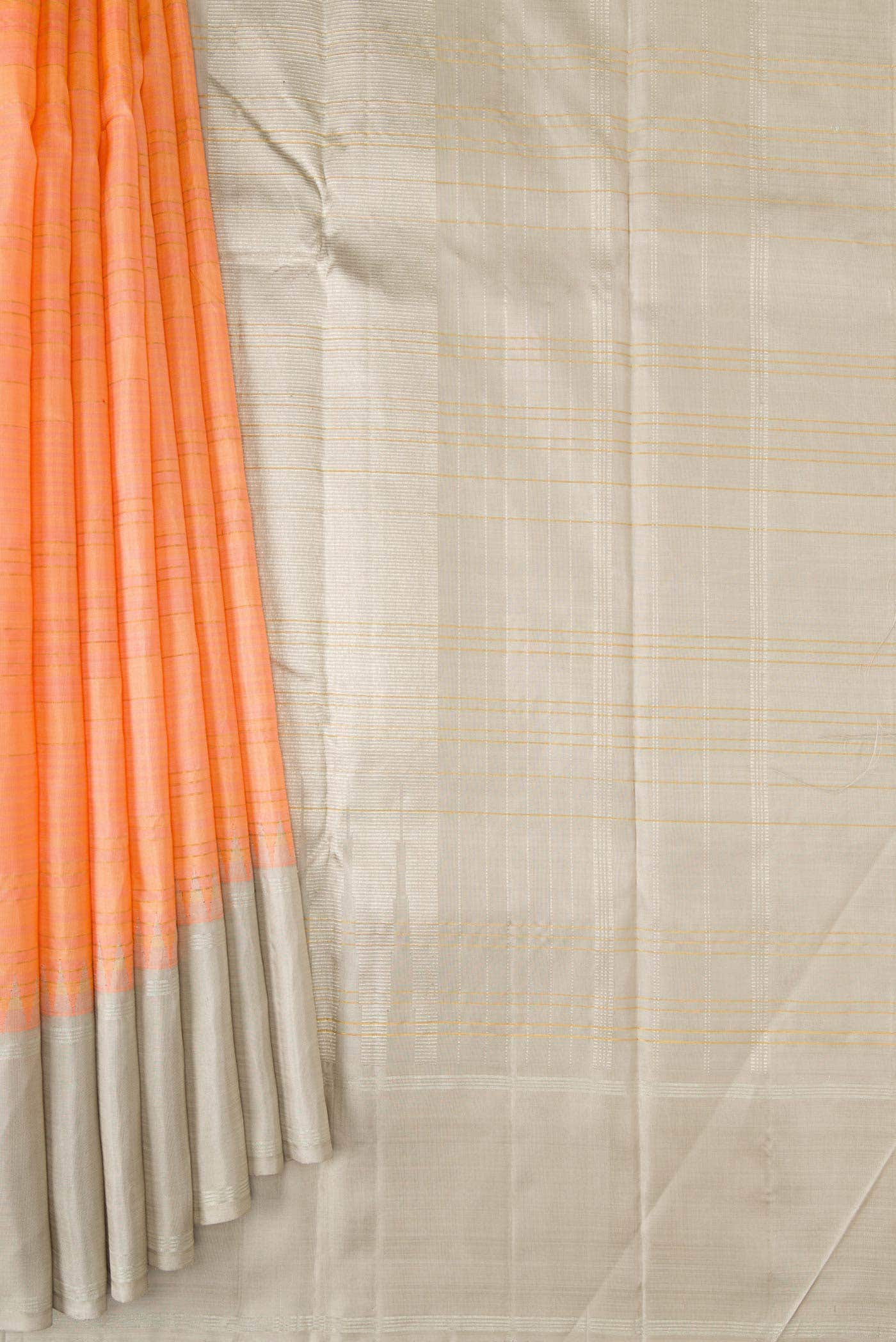 Pure Silk Pure Zari Peach Kanchipuram Saree