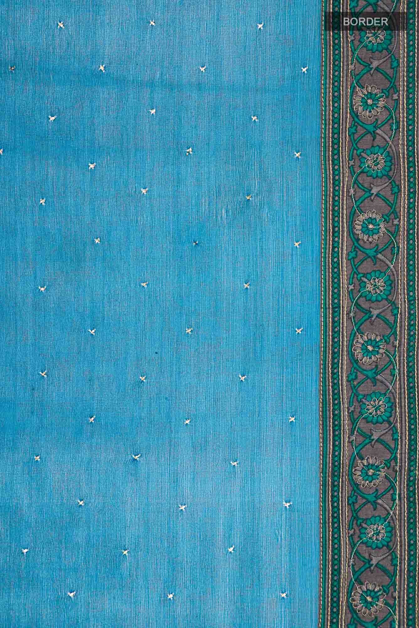 Blue Mysore Chiffon Saree