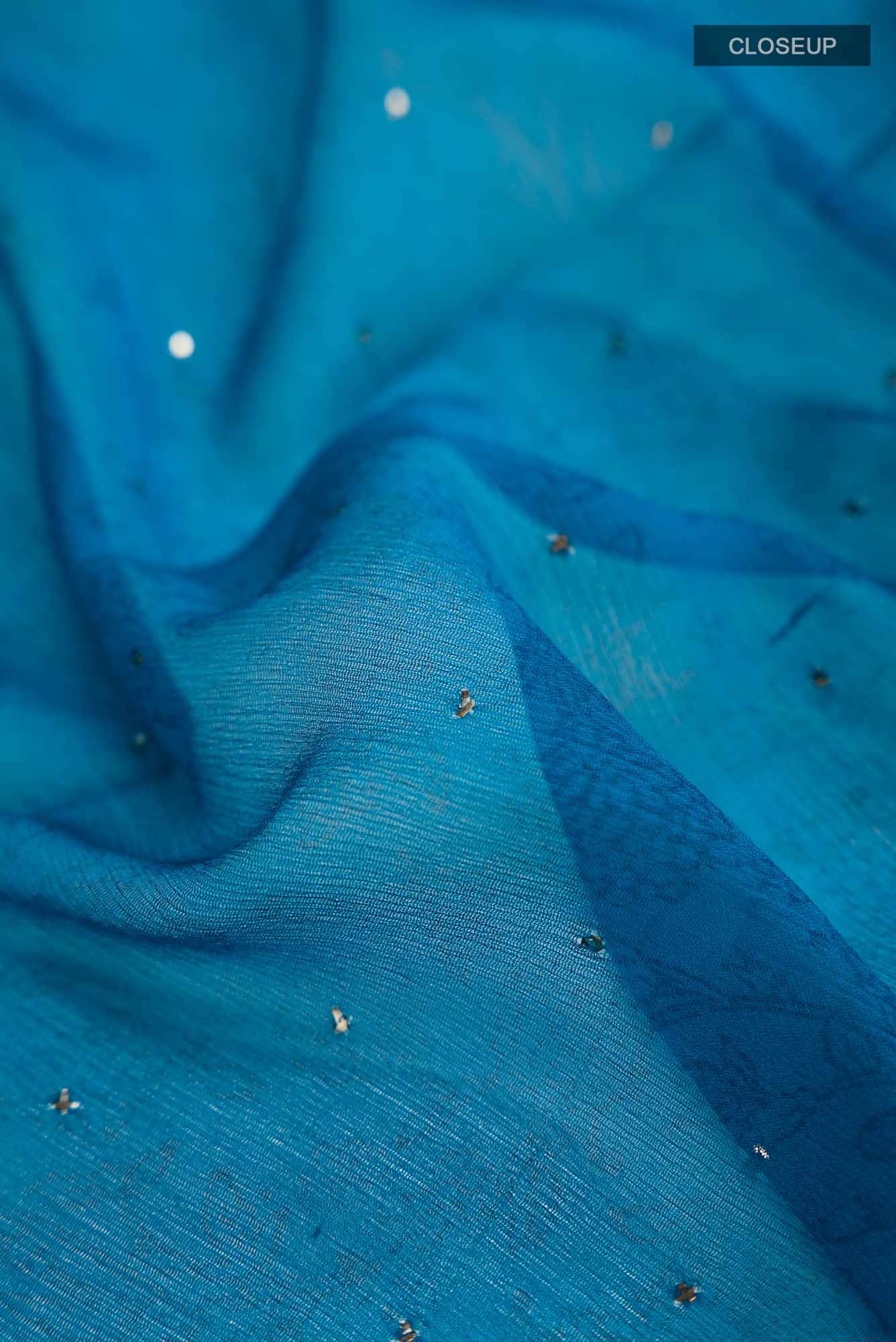 Blue Mysore Chiffon Saree