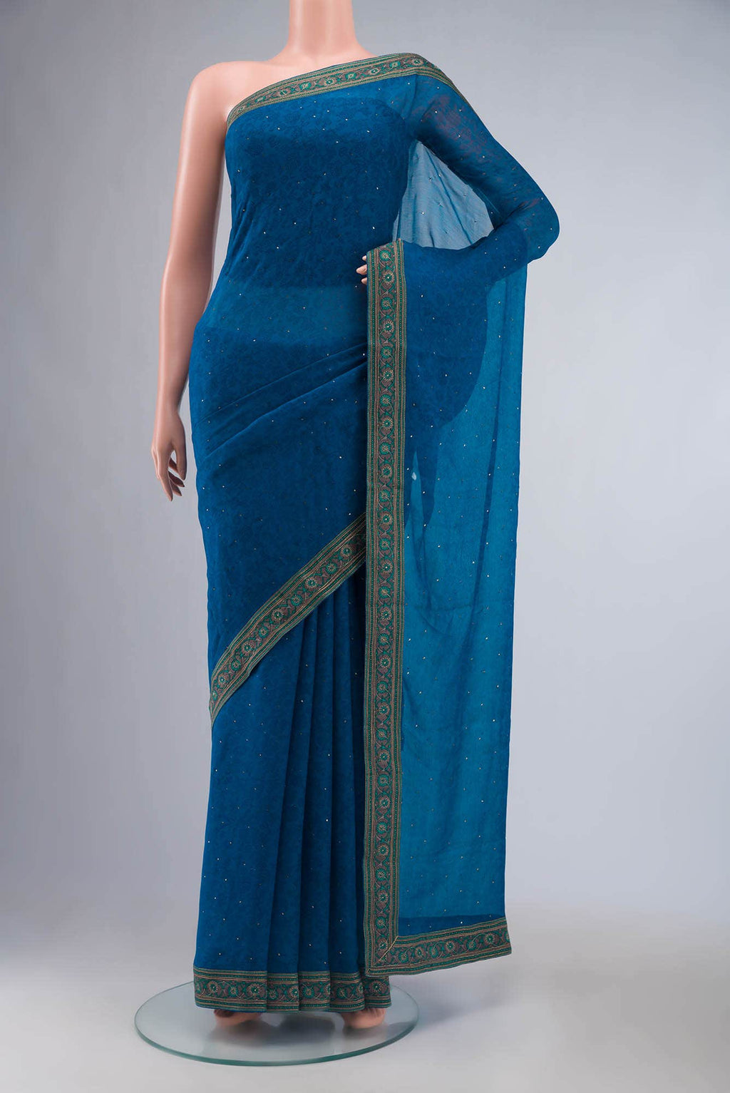 Blue Mysore Chiffon Saree