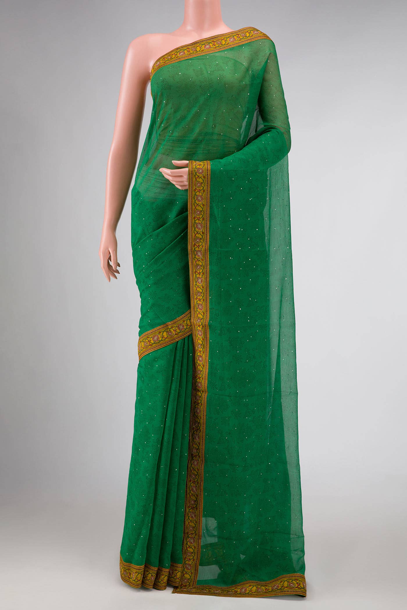 Green Dual Tone Mysore Chiffon Saree