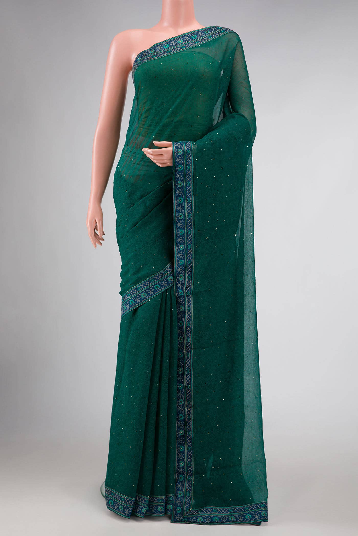 Green Dual Tone Mysore Chiffon Saree