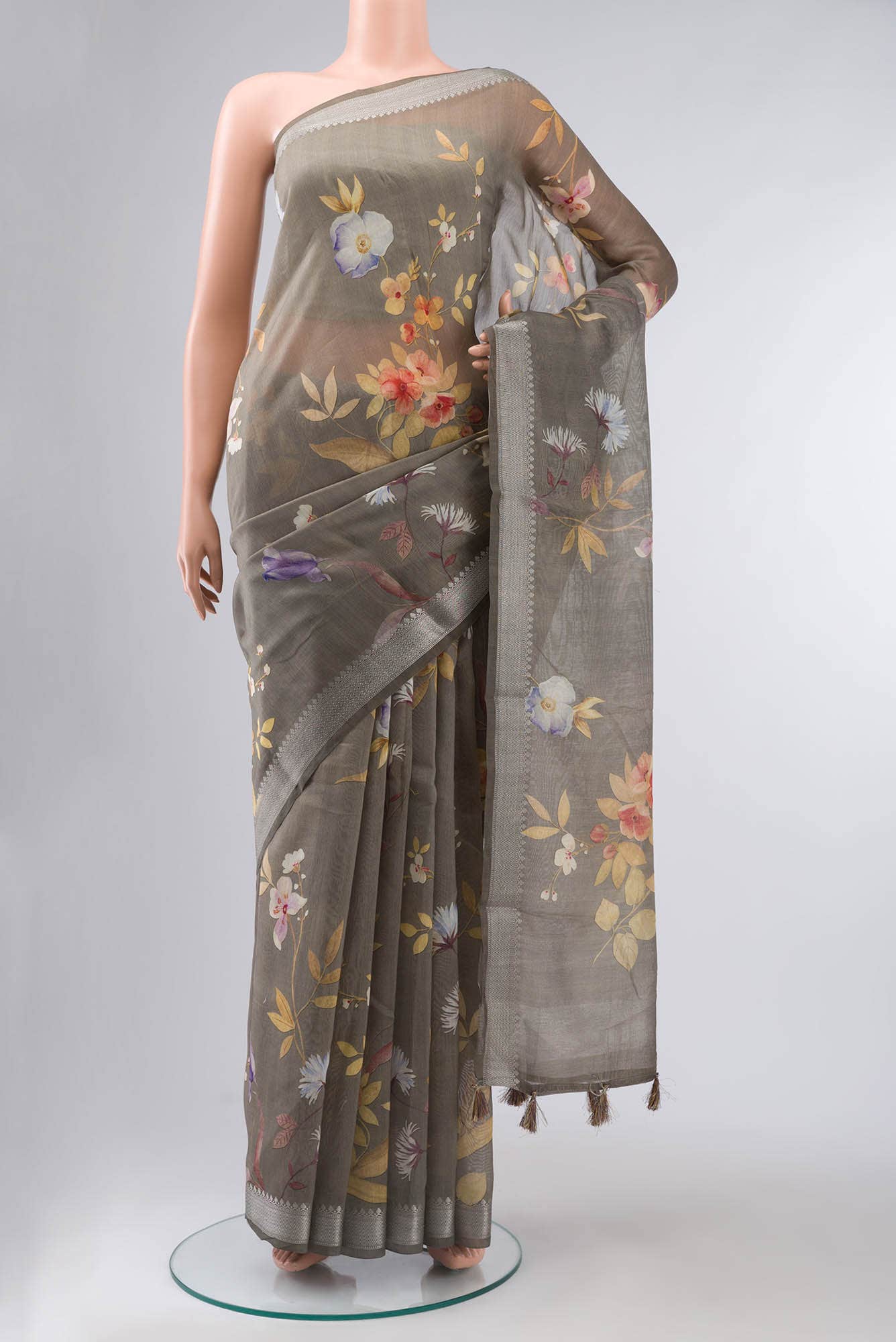 Sage Green Chanderi Silk Cotton Saree