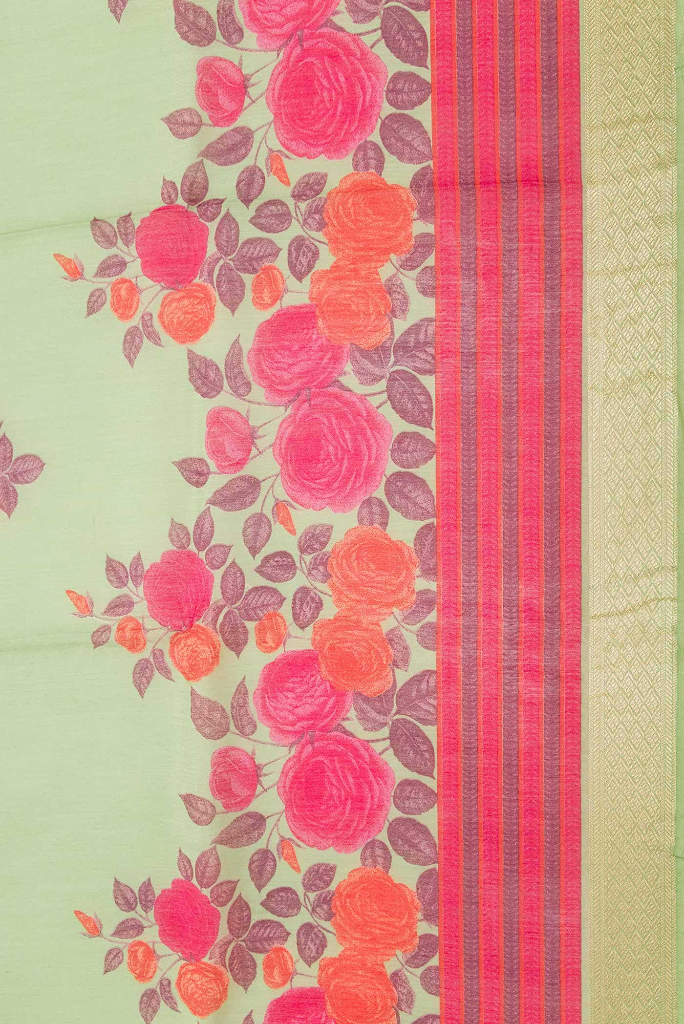Pista Green Tussar Silk Saree