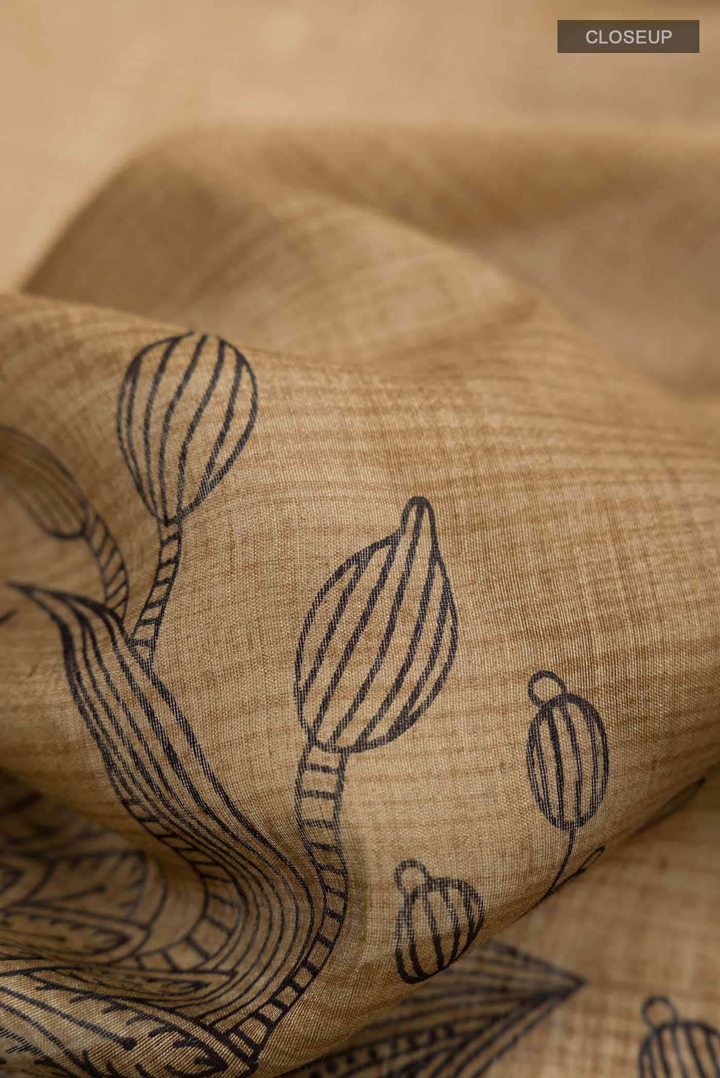 Beige Bhagalpuri Tussar Silk Saree