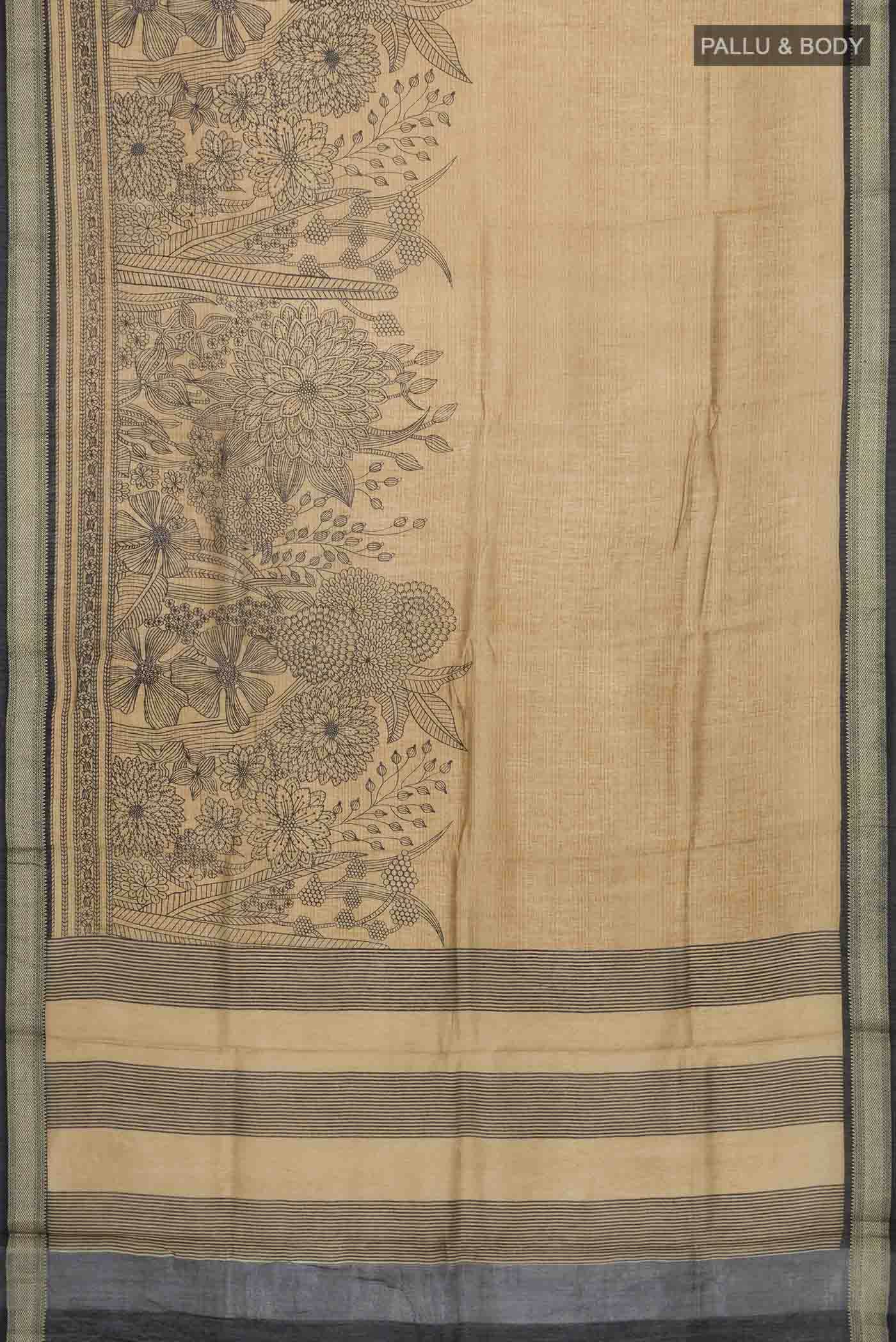 Beige Bhagalpuri Tussar Silk Saree
