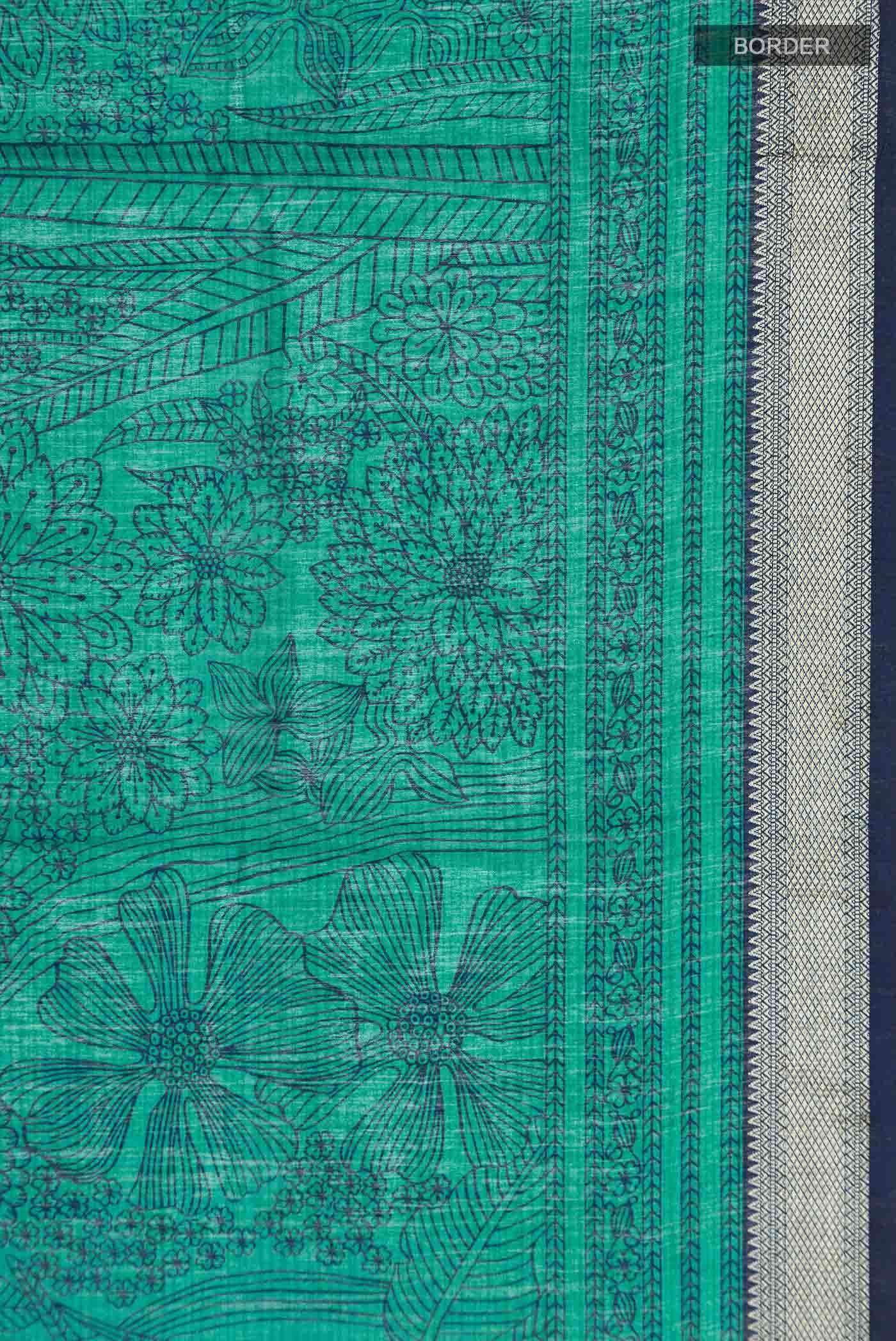 Green Bhagalpuri Tussar Silk Saree