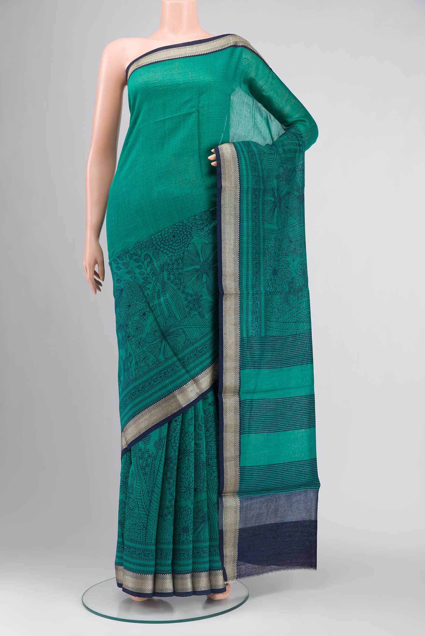 Green Bhagalpuri Tussar Silk Saree